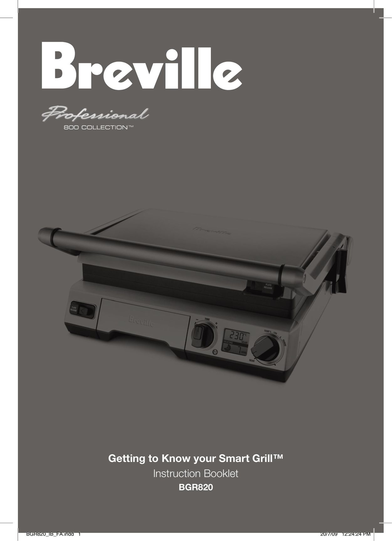 Breville BGR820 Kitchen Grill User Manual