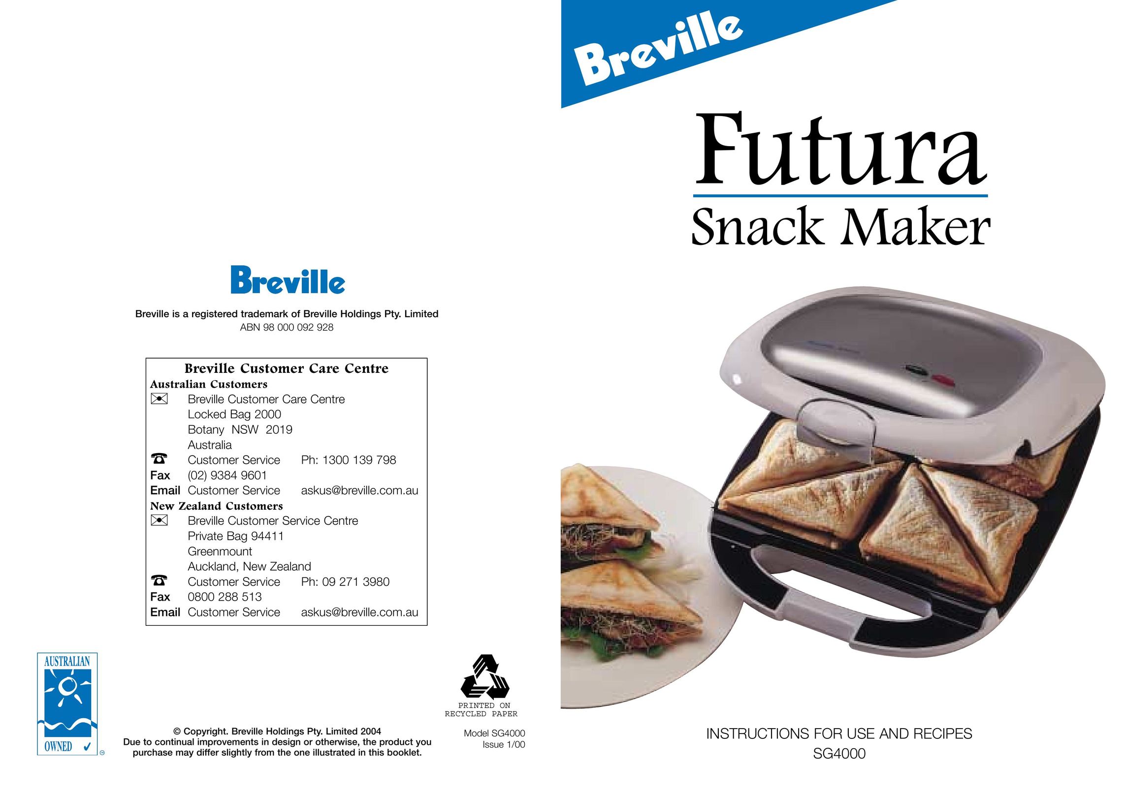 Breville SG4000 Kitchen Grill User Manual