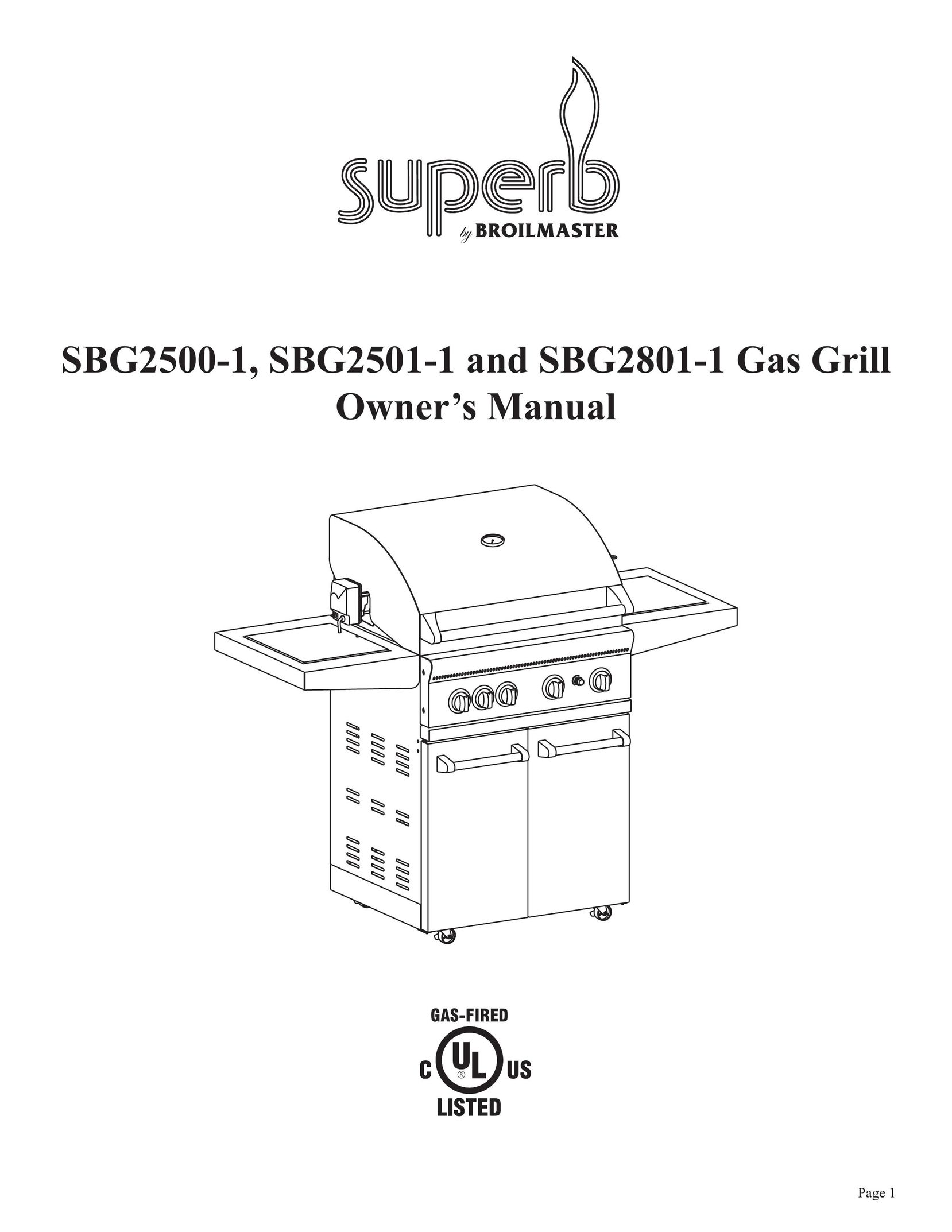 Broilmaster SBG2500-1 Kitchen Grill User Manual