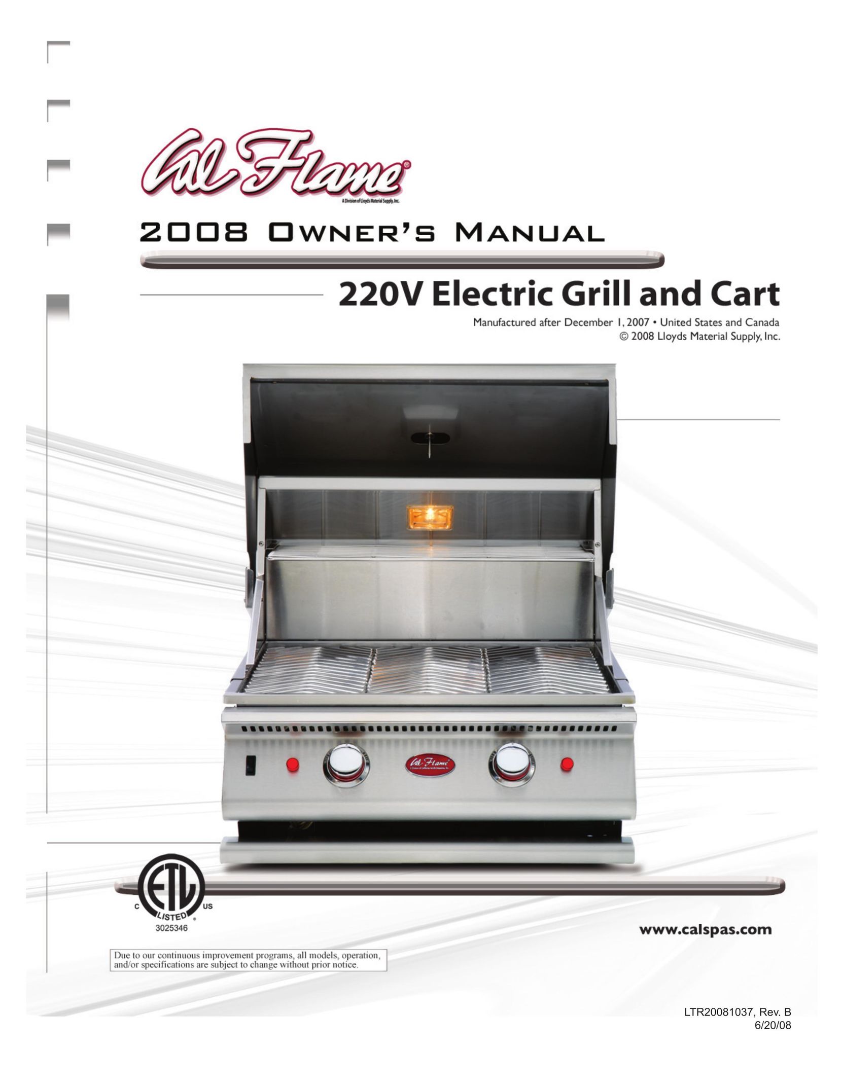 Cal Flame BBQCR07900E Kitchen Grill User Manual