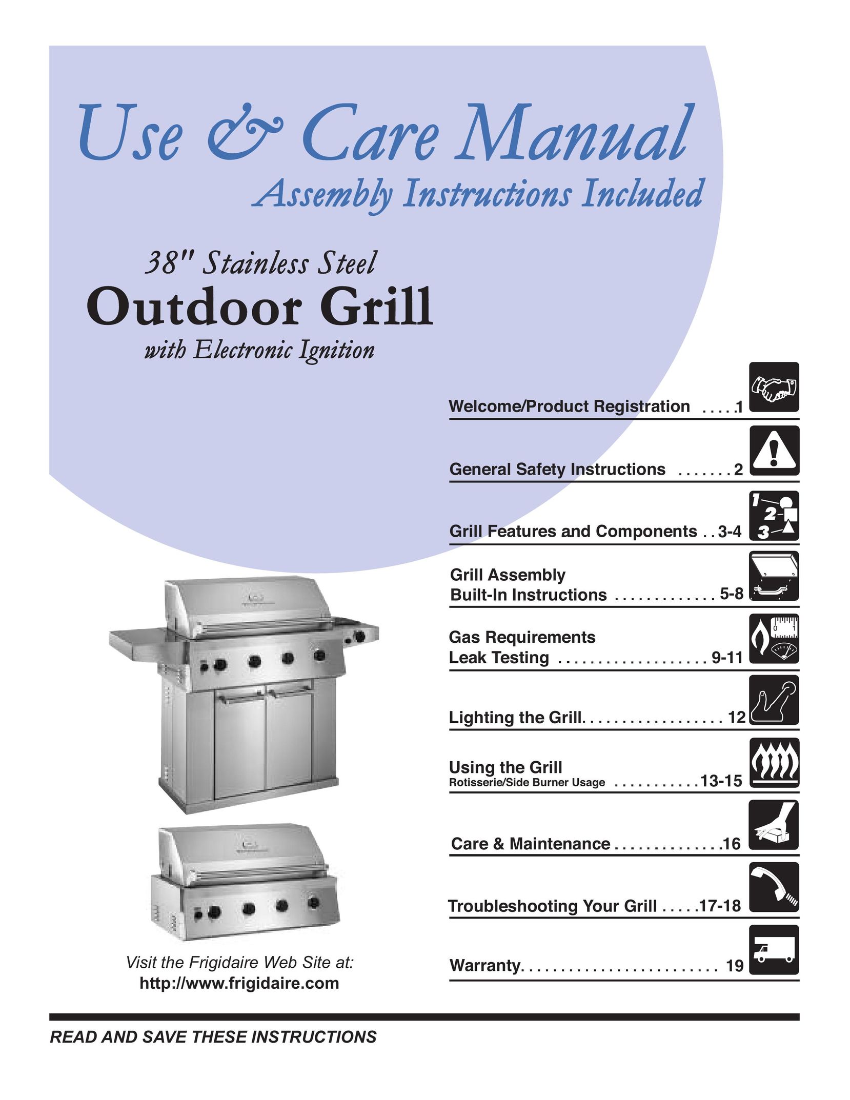Frigidaire Outdoor Grill with Electronic Ignition Kitchen Grill User Manual