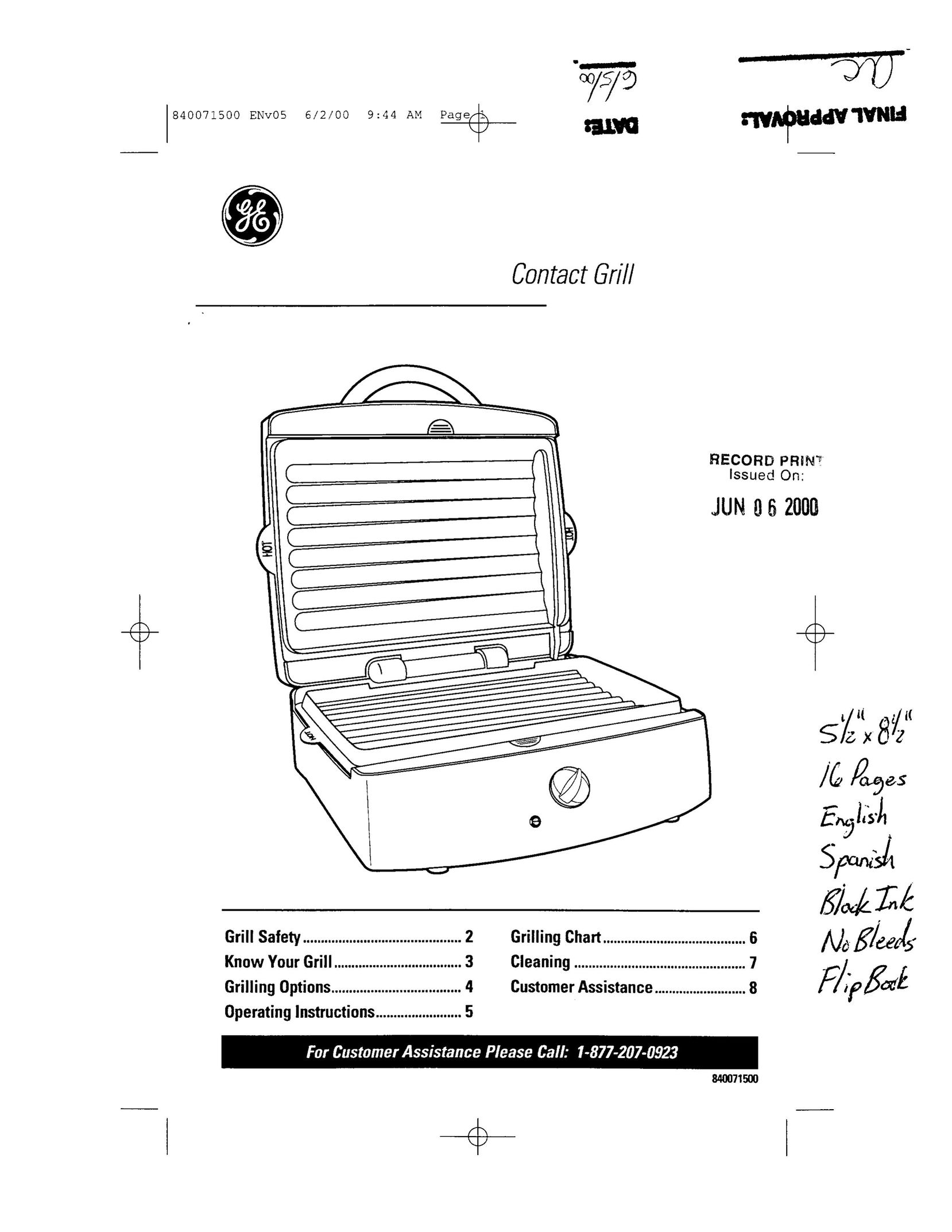 GE 106604 Kitchen Grill User Manual