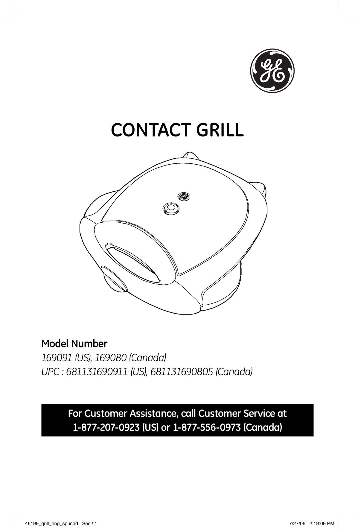 GE 169080 Kitchen Grill User Manual