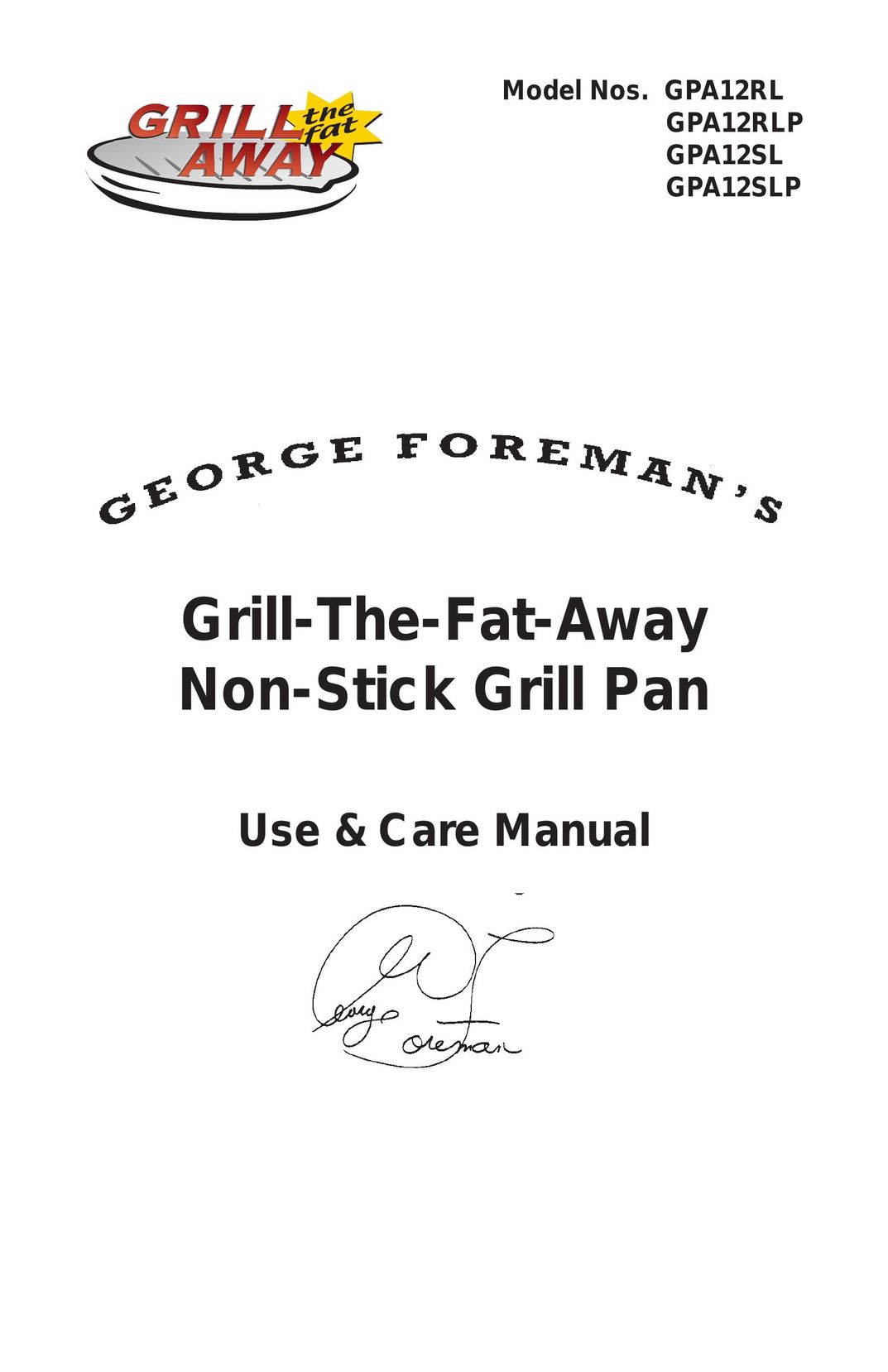 George Foreman GPA12RL Kitchen Grill User Manual
