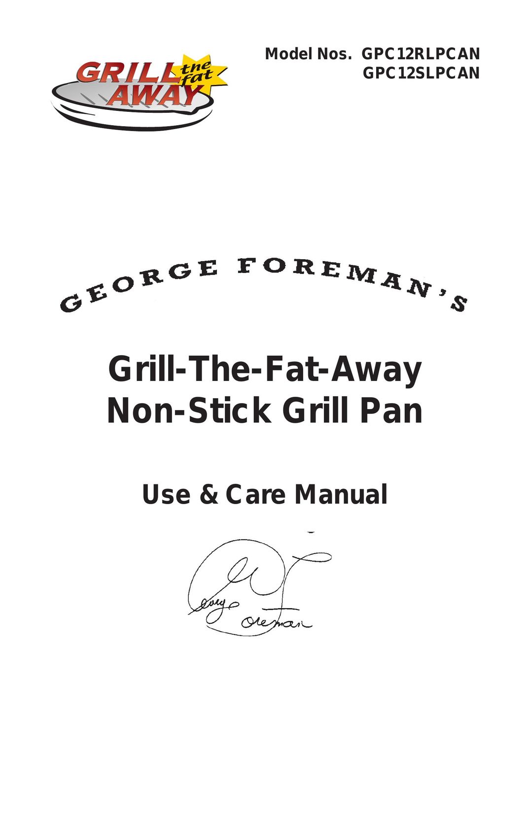 George Foreman GPC12SLPCAN Kitchen Grill User Manual