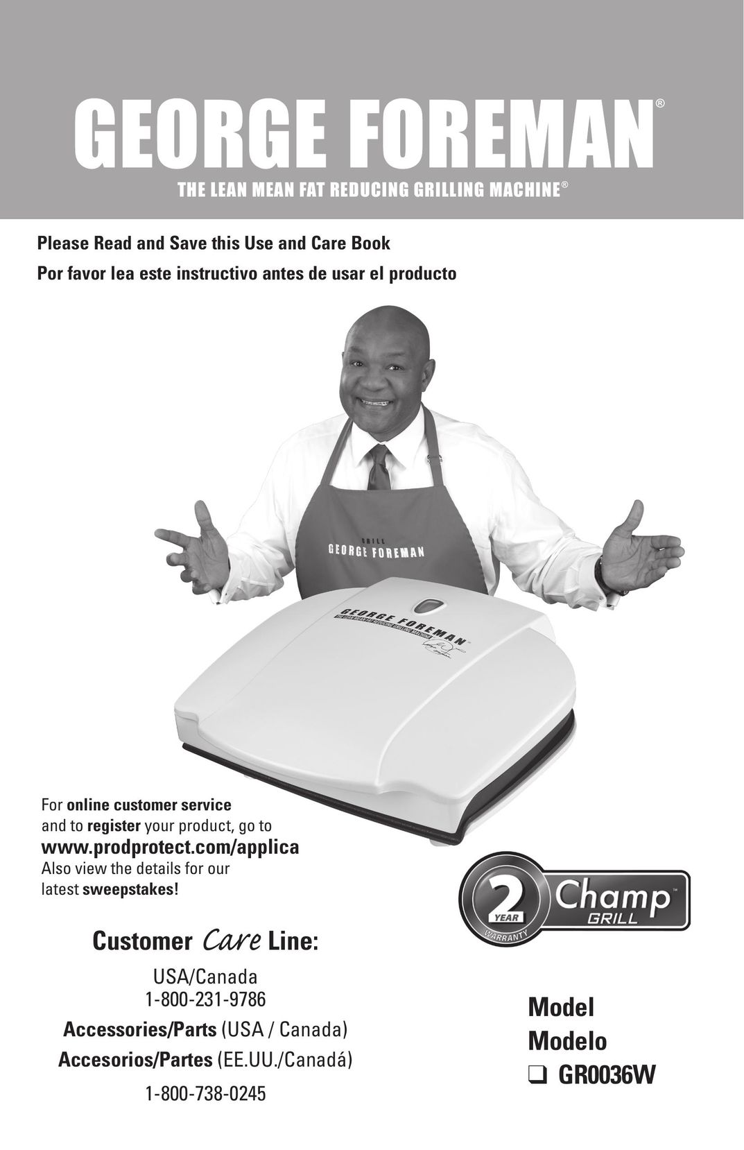George Foreman GR0036W Kitchen Grill User Manual
