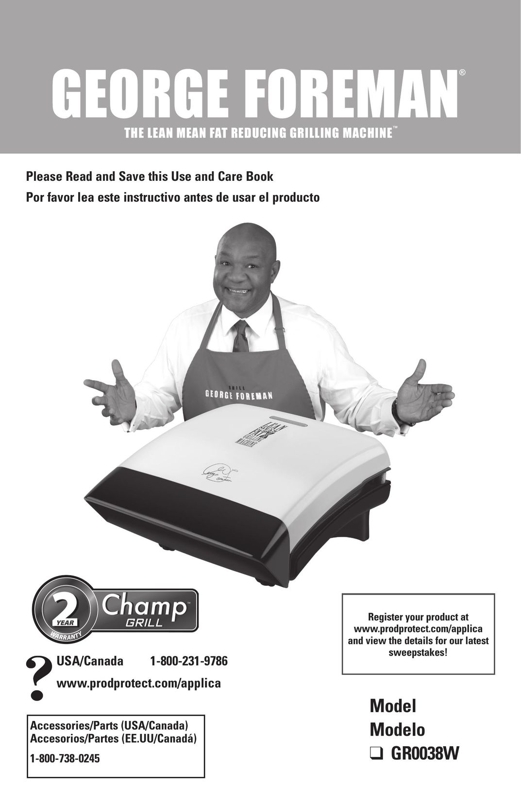 George Foreman GR0038W Kitchen Grill User Manual