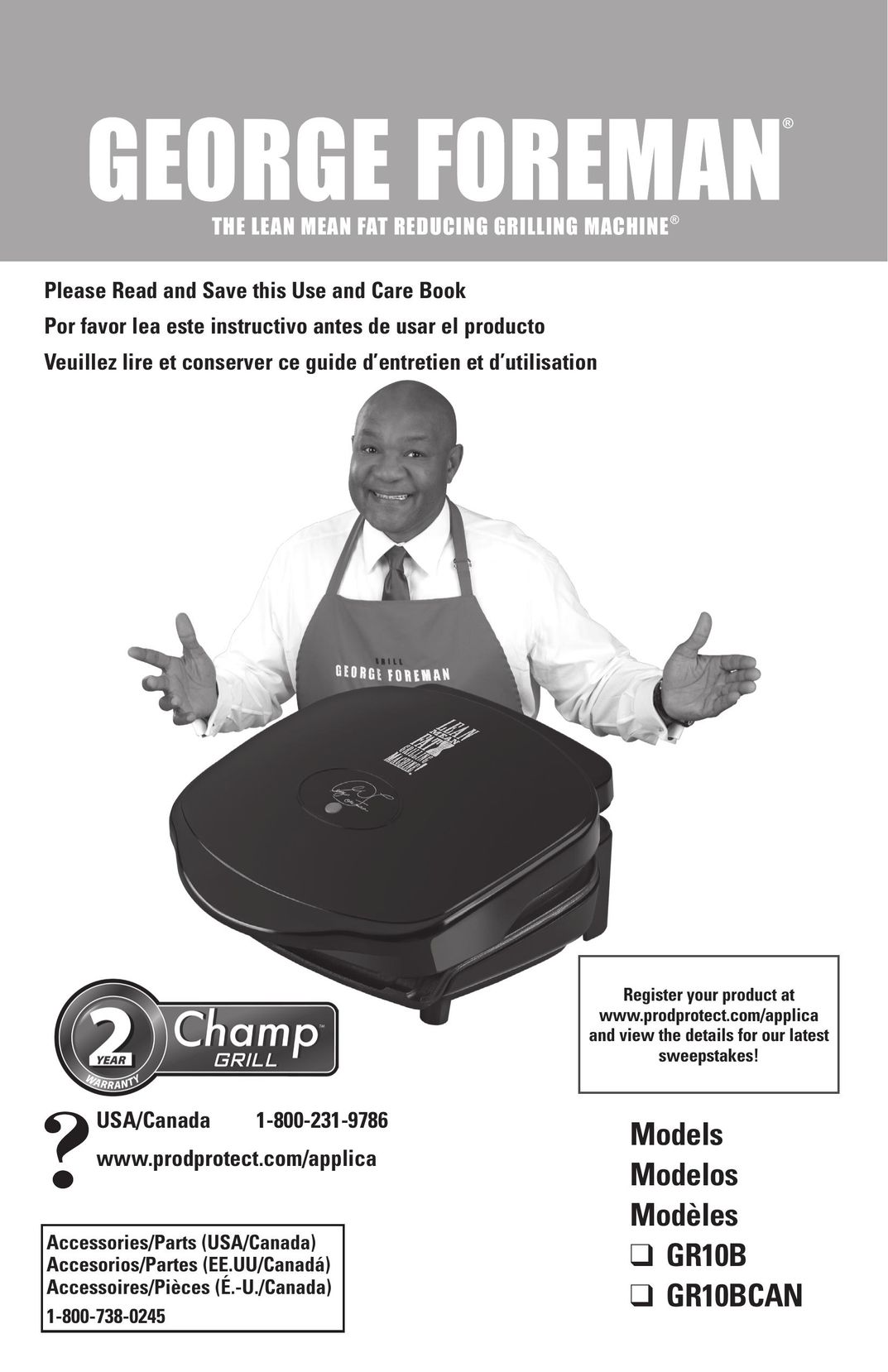 George Foreman GR10BCAN Kitchen Grill User Manual
