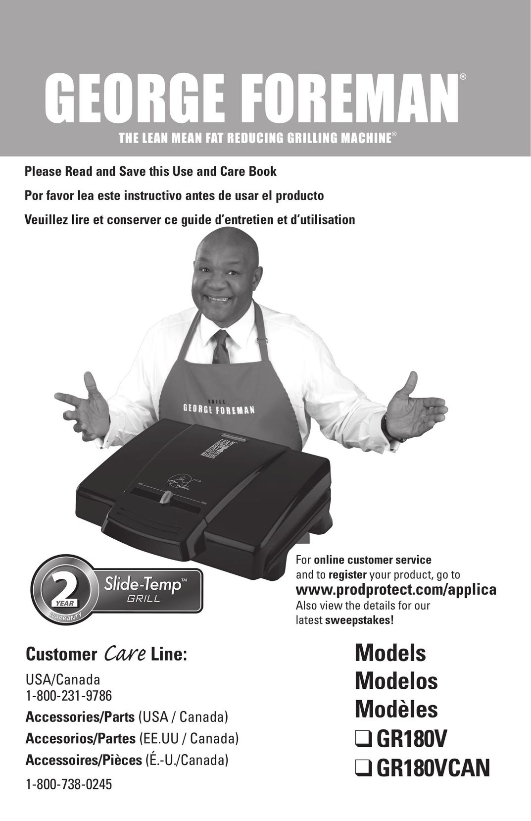 George Foreman GR180VCAN Kitchen Grill User Manual