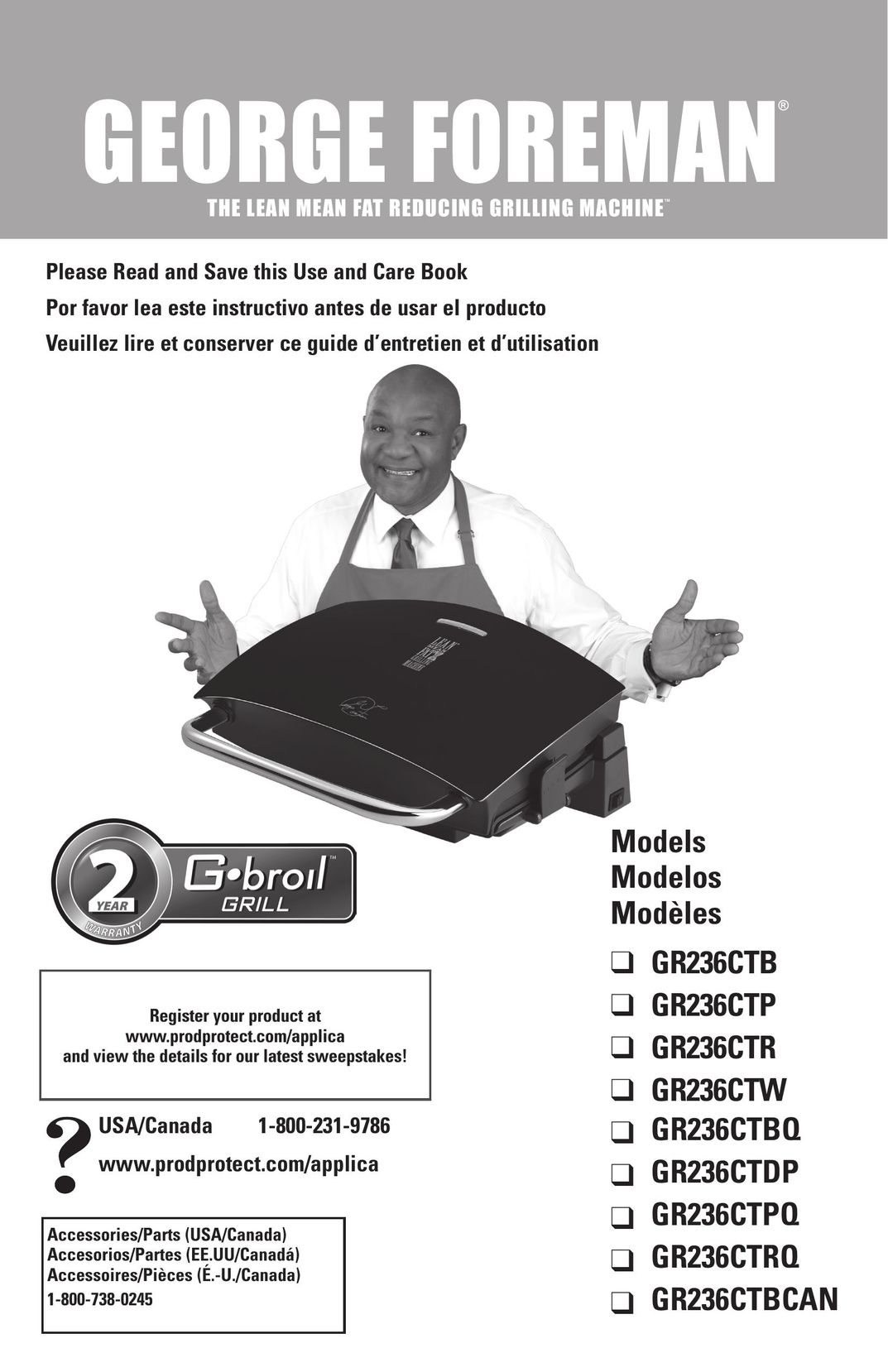 George Foreman GR236CTBCAN Kitchen Grill User Manual
