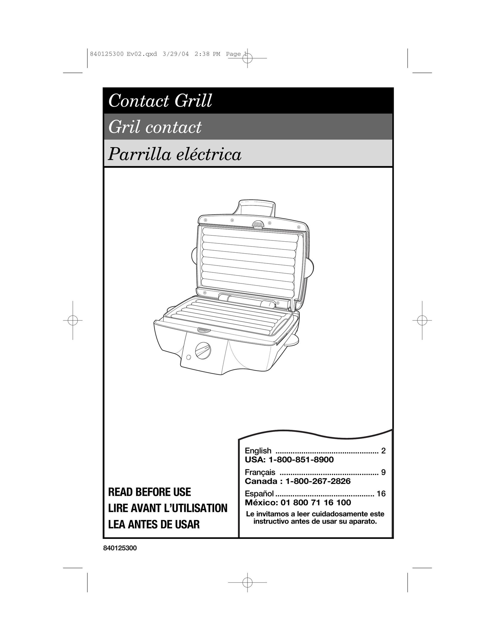 Hamilton Beach 25295 Kitchen Grill User Manual