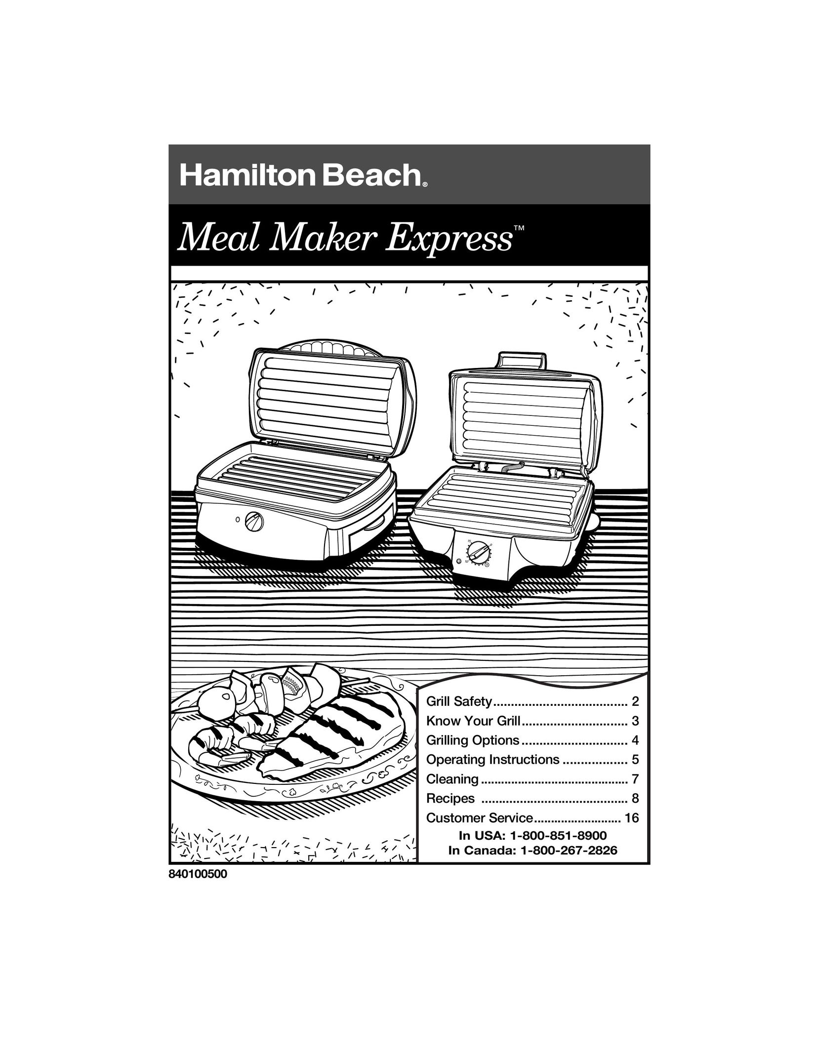 Hamilton Beach 840100500 Kitchen Grill User Manual