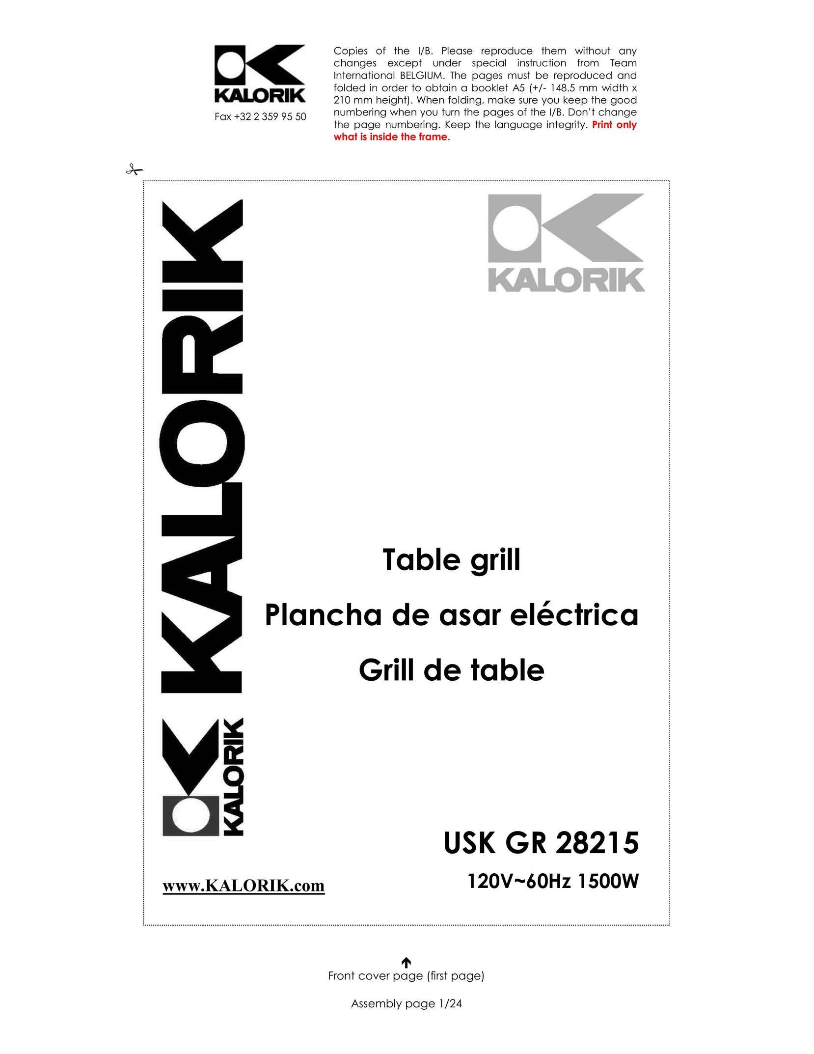 Kalorik USK GR 28215 Kitchen Grill User Manual