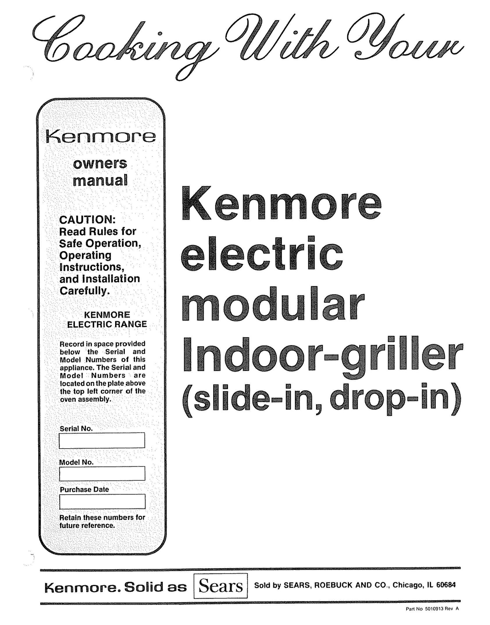 Kenmore Kitchen Grill Kitchen Grill User Manual