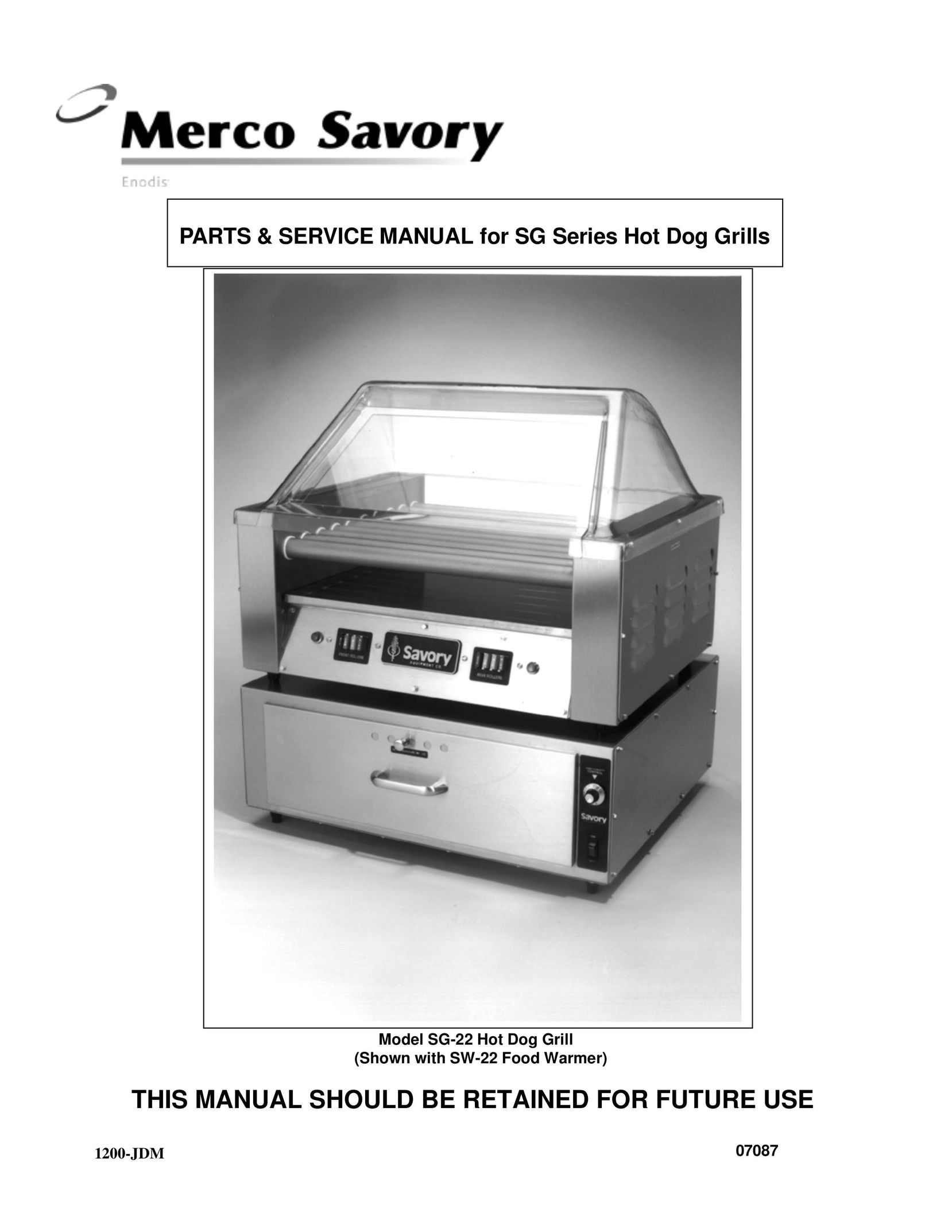 Merco Savory SG-22 Kitchen Grill User Manual