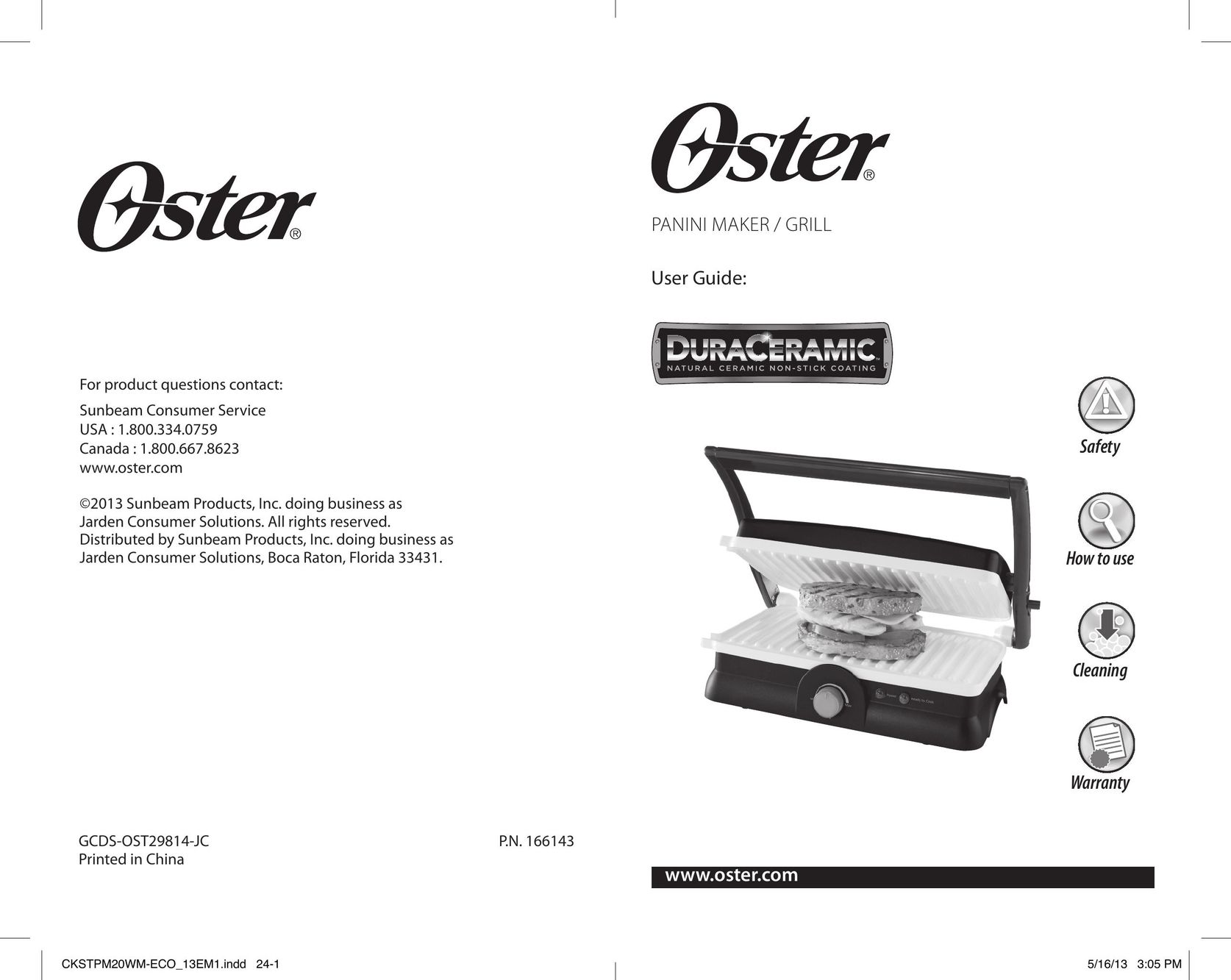 Oster 166143 Kitchen Grill User Manual
