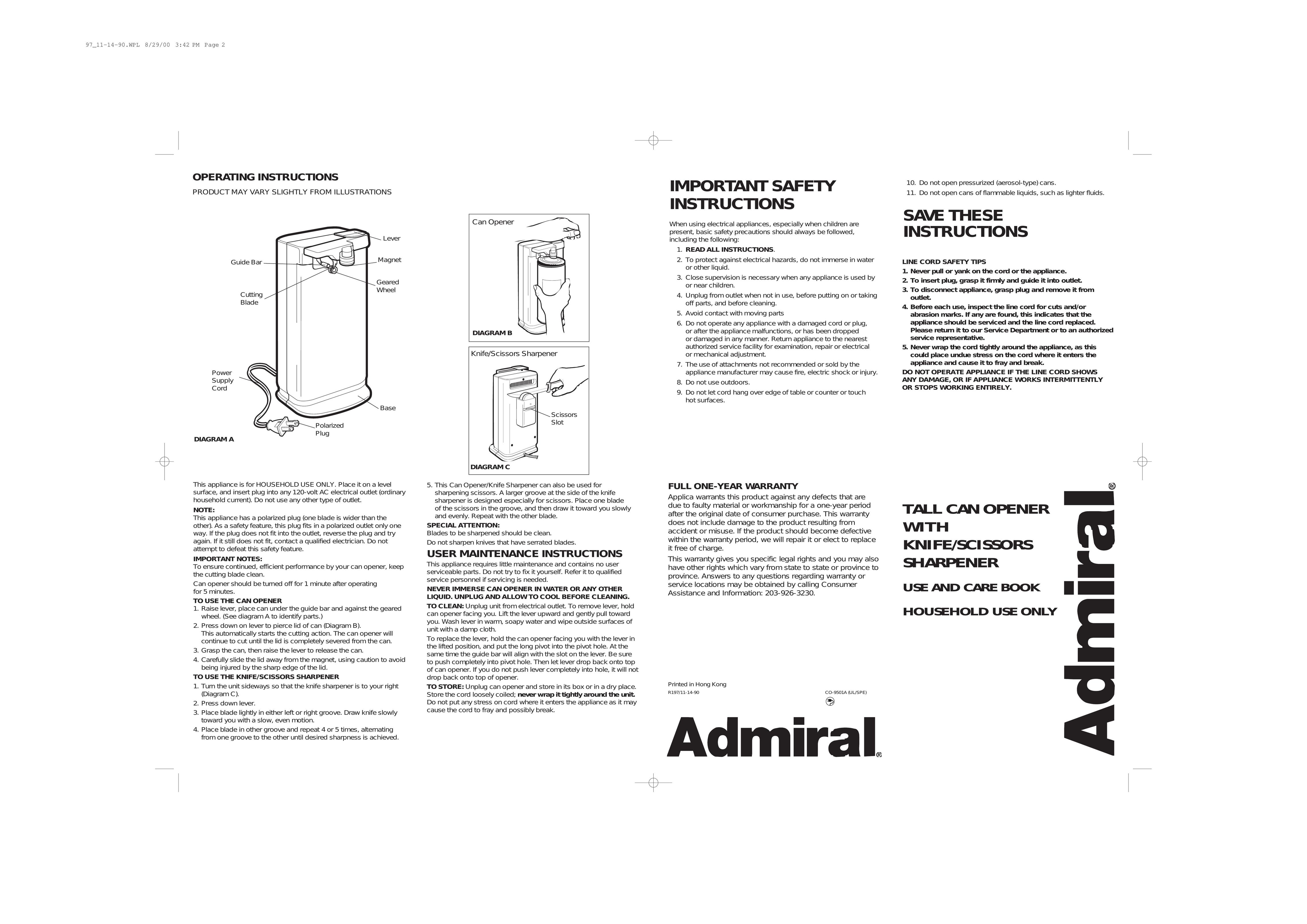 Admiral Kitchen Utensil Kitchen Utensil User Manual