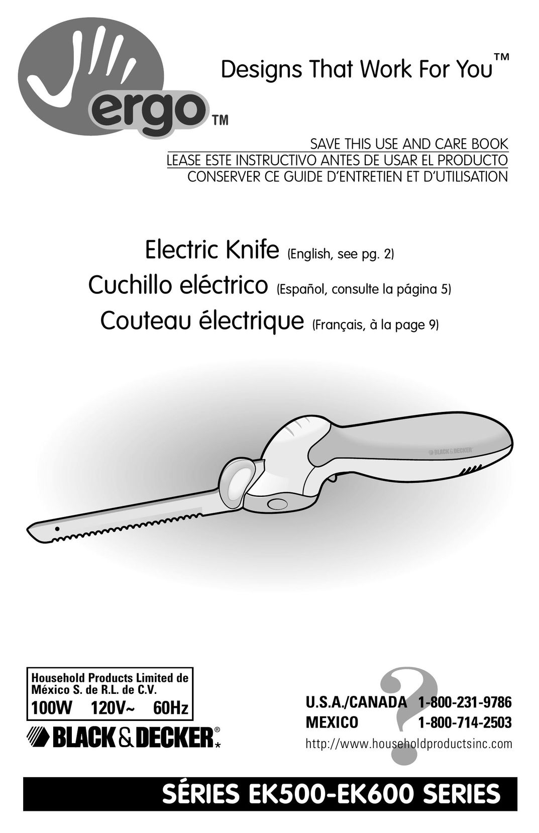 Black & Decker EK500 Kitchen Utensil User Manual
