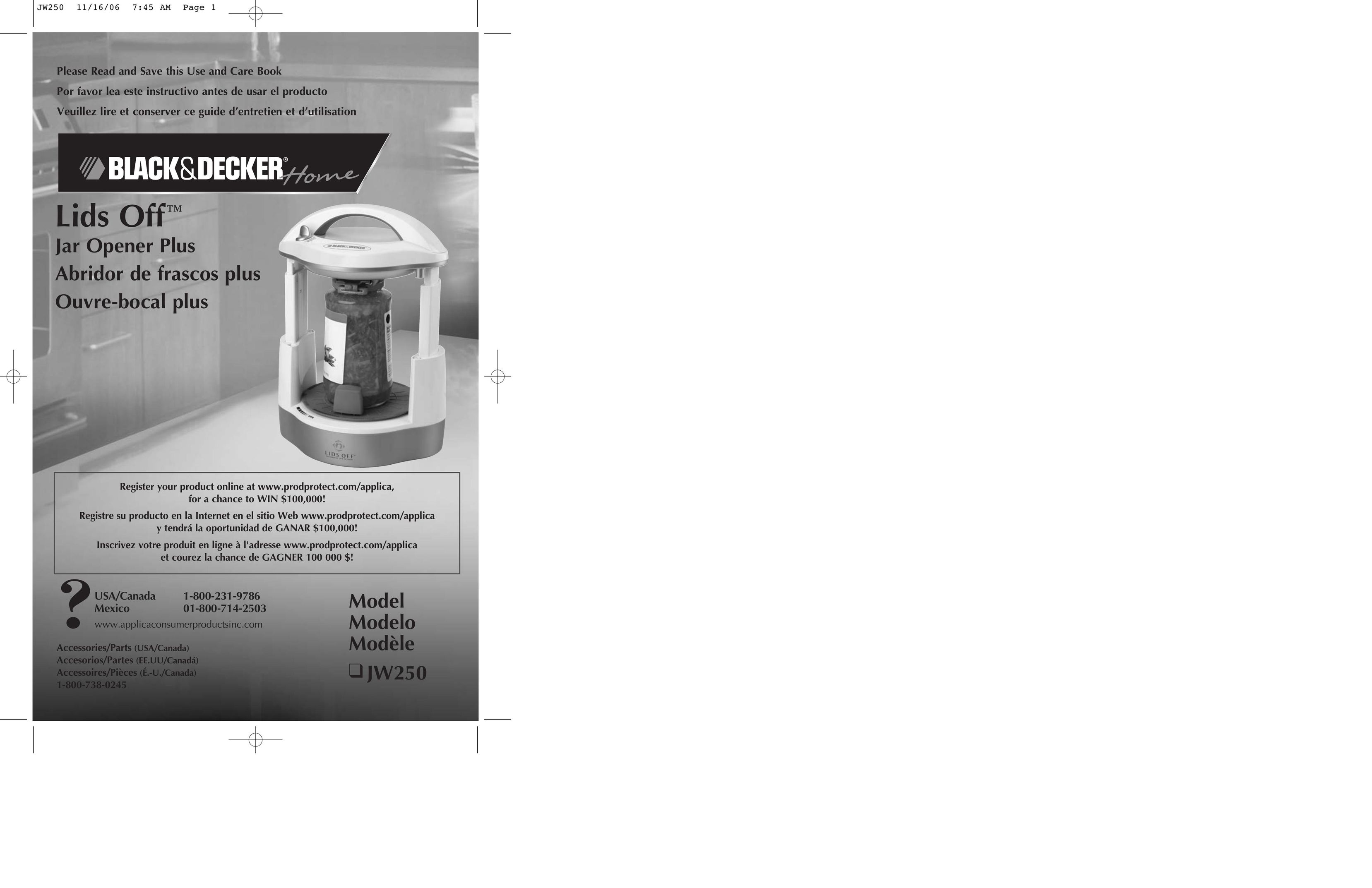 Black & Decker JW250 Kitchen Utensil User Manual