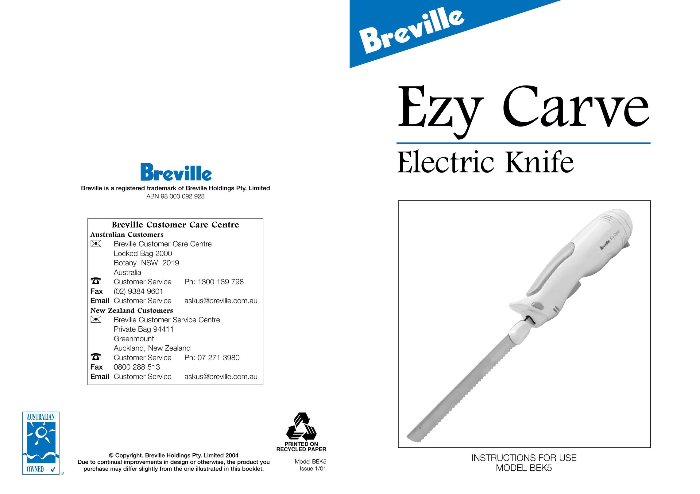 Breville BEK5 Kitchen Utensil User Manual