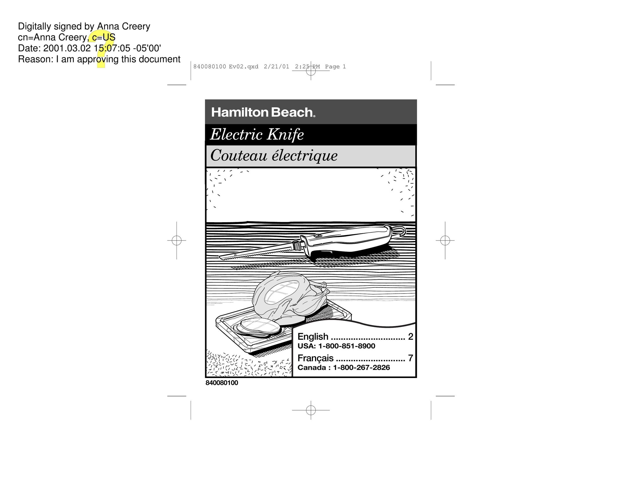 Hamilton Beach 74250 Kitchen Utensil User Manual