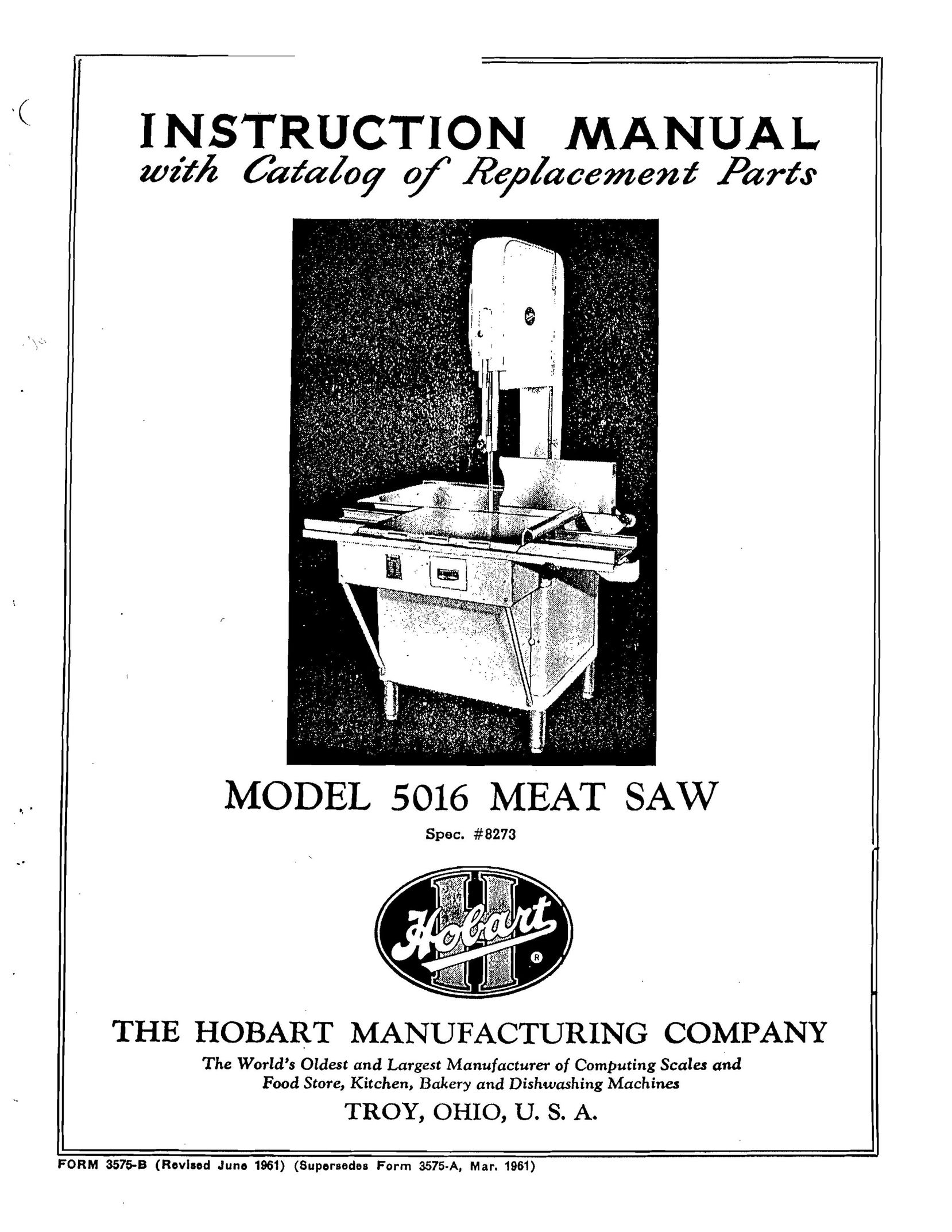 Hobart 5016 Kitchen Utensil User Manual