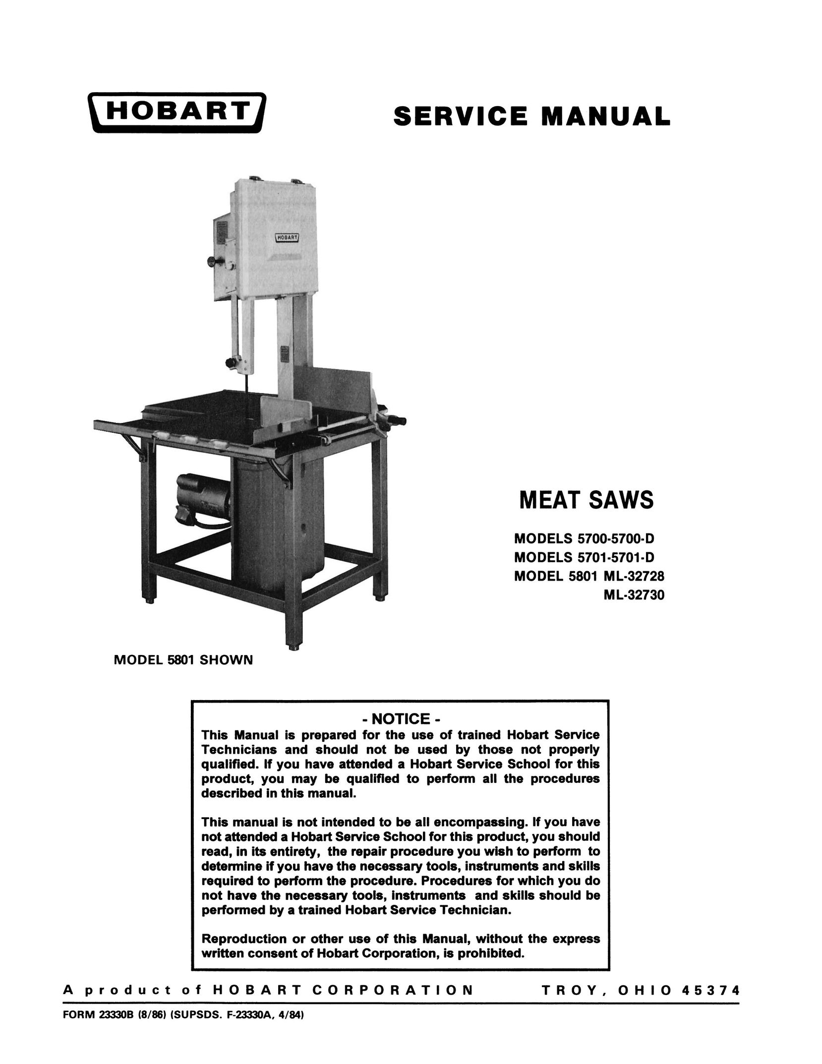 Hobart 5801 Kitchen Utensil User Manual