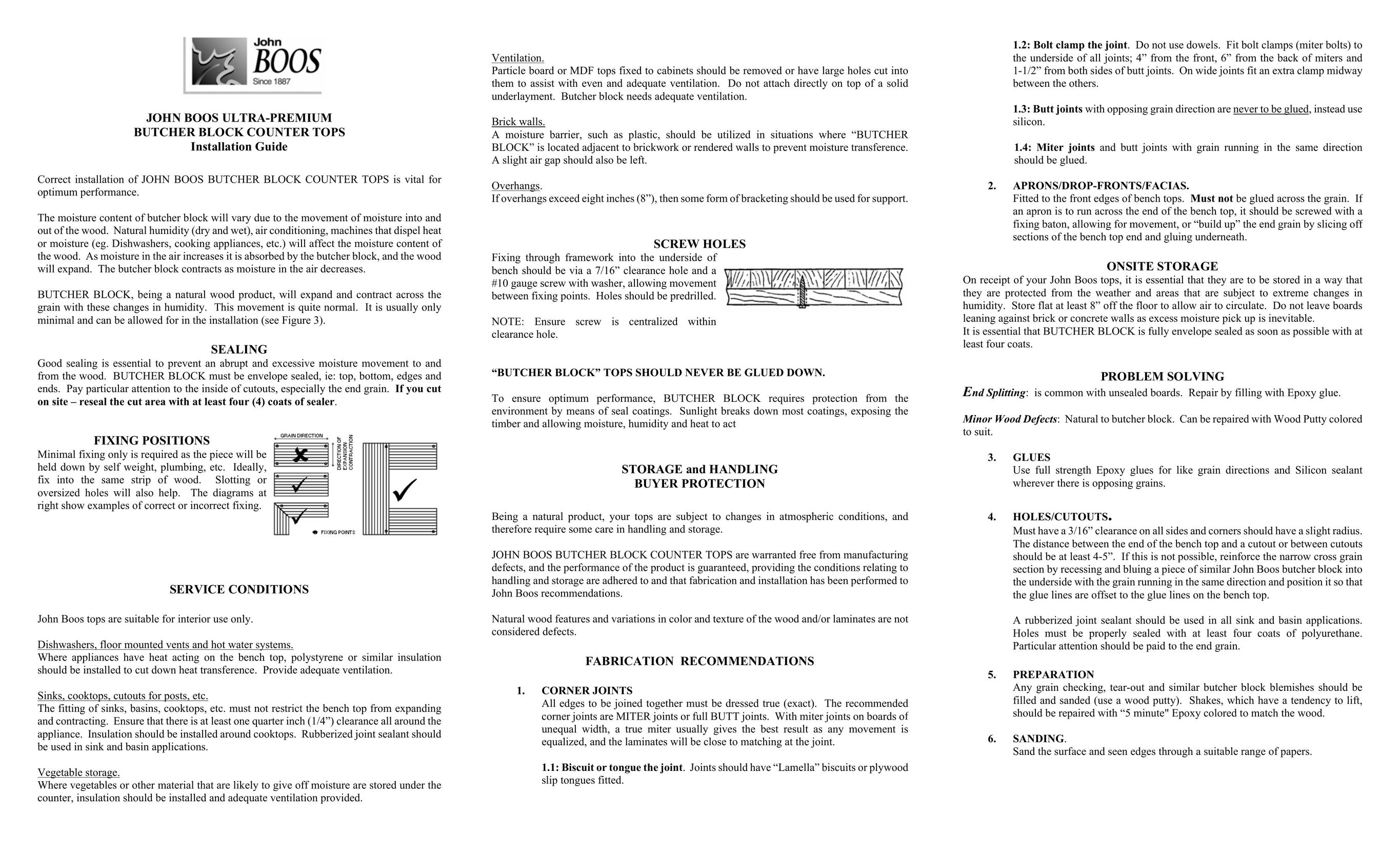 John Boos CU-SB2424-BN Kitchen Utensil User Manual