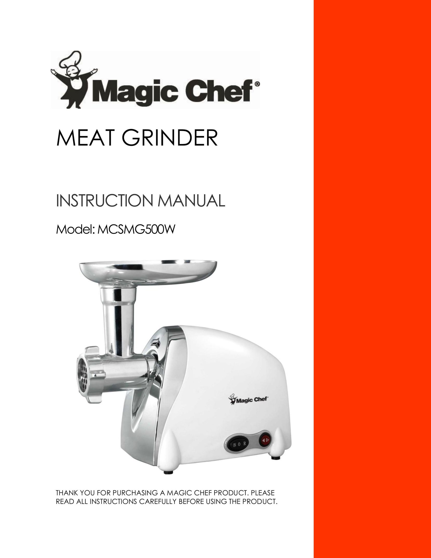 Magic Chef MCSMG500W Meat Grinder User Manual