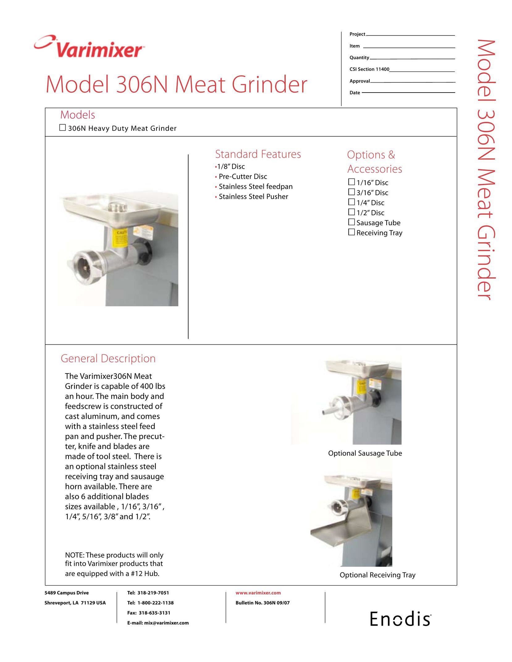 Varimixer 306N Meat Grinder User Manual