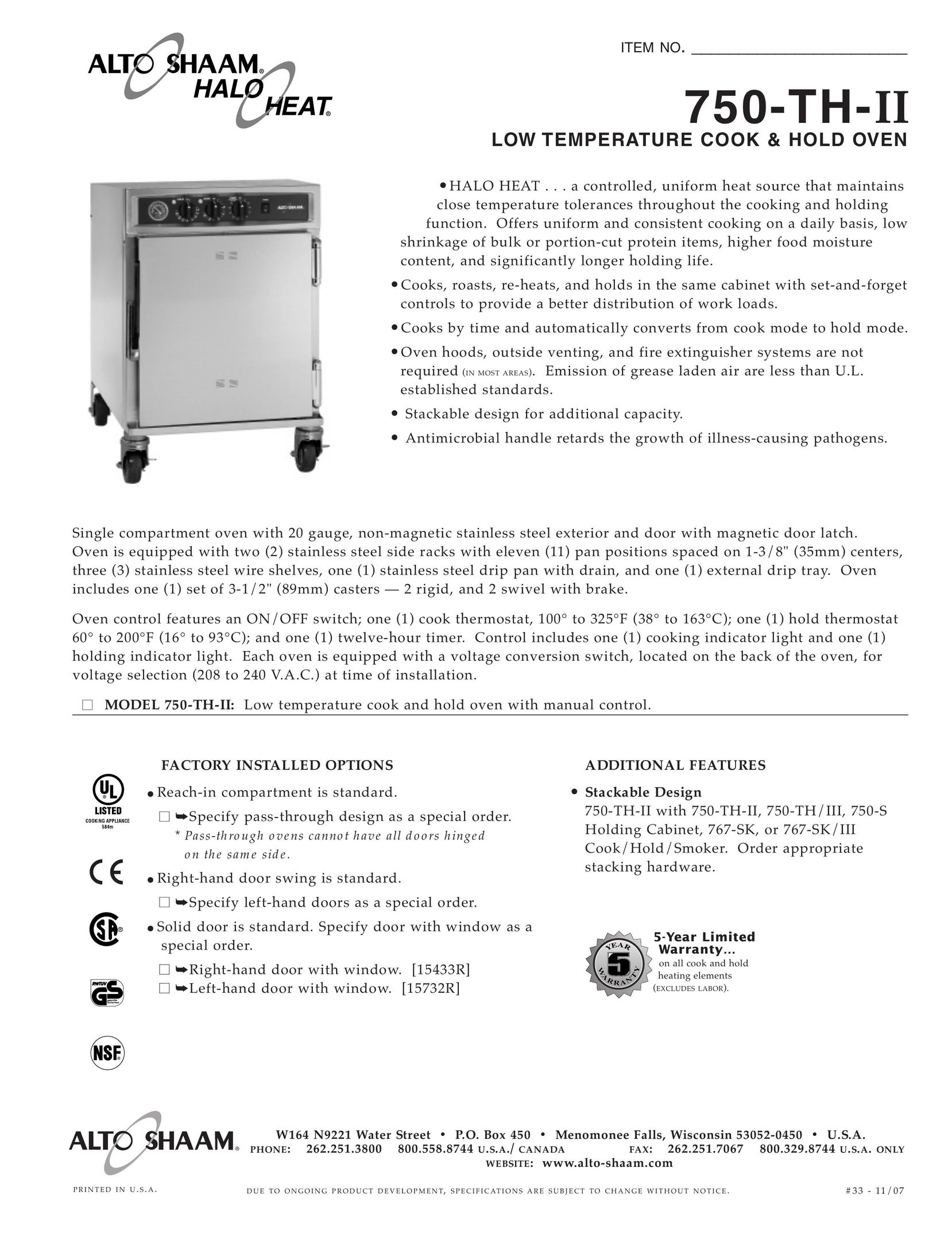 Alto-Shaam 750-TH-II Microwave Oven User Manual
