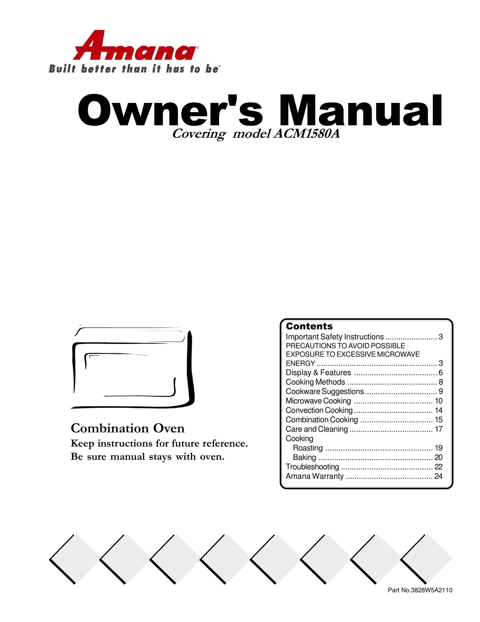 Amana ACM1580A Microwave Oven User Manual