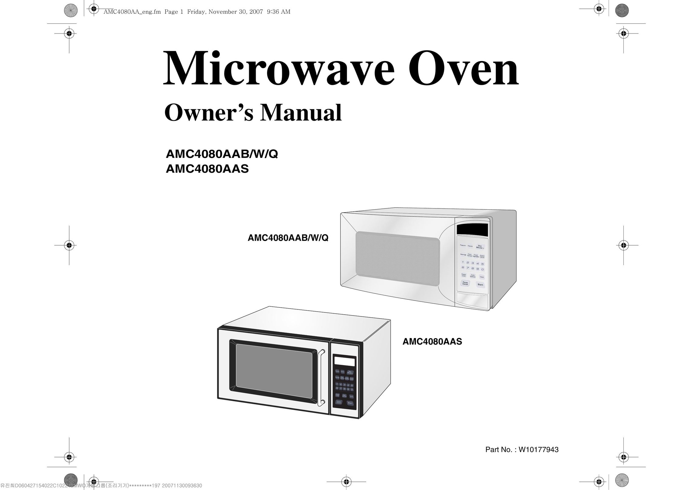 Amana AMC4080AAQ Microwave Oven User Manual