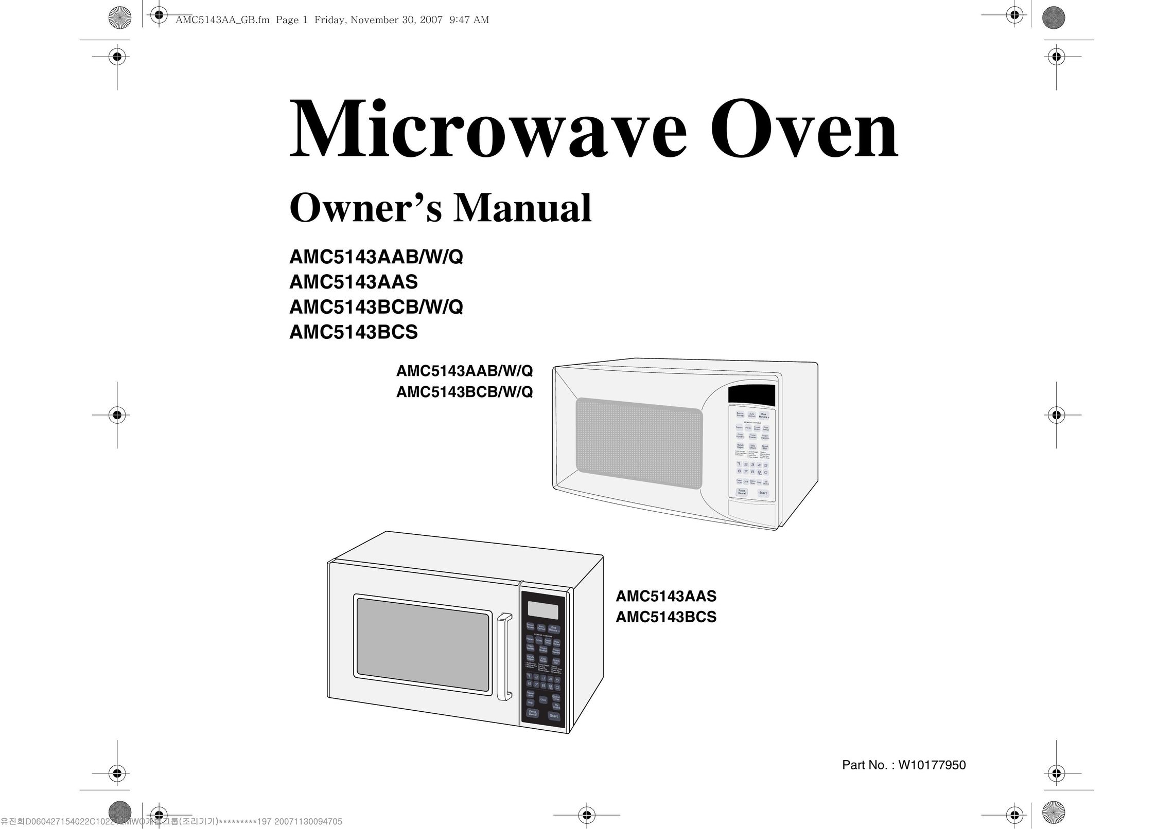 Amana AMC5143BCB/W/Q Microwave Oven User Manual