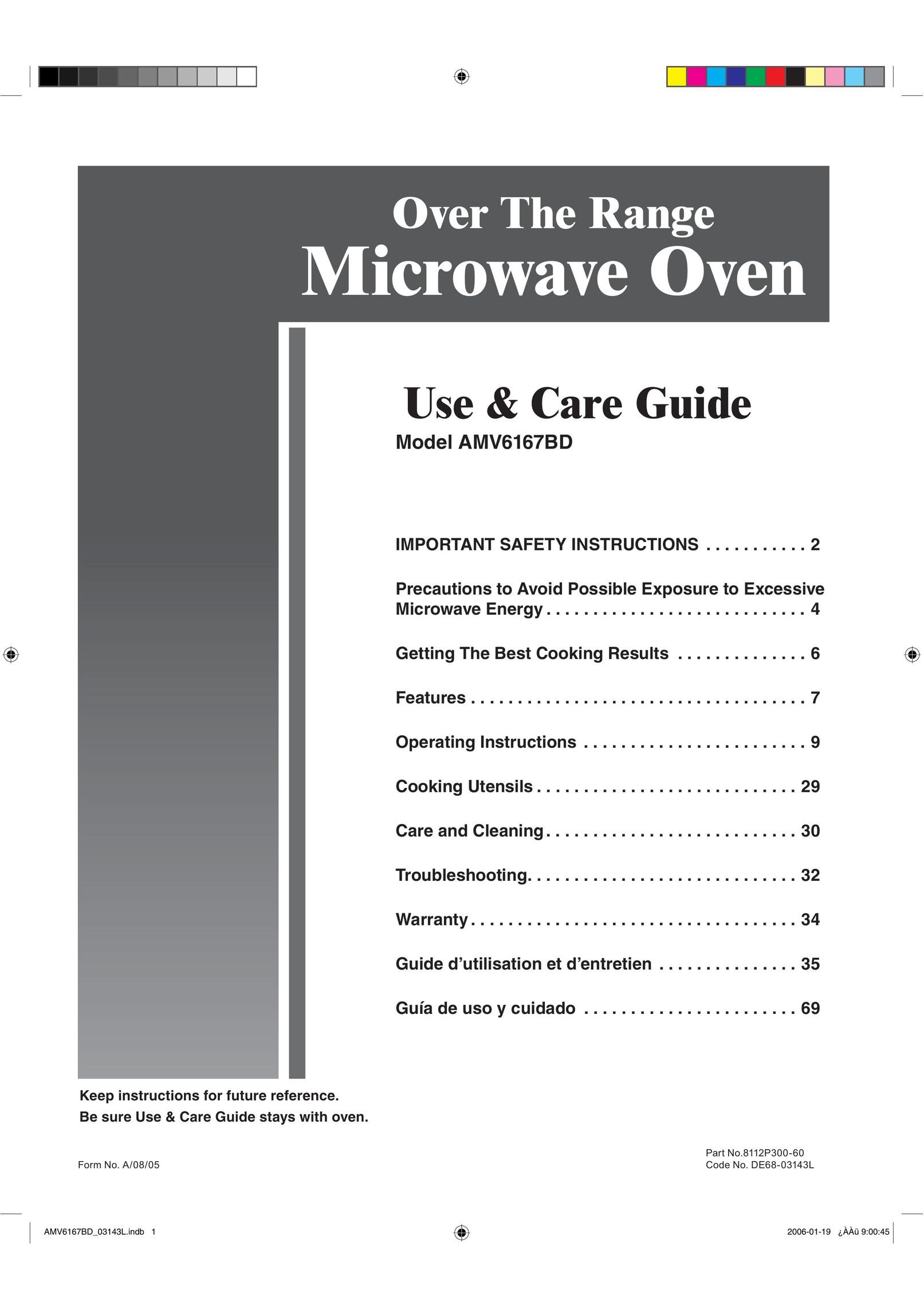 Amana AMV6167BD Microwave Oven User Manual
