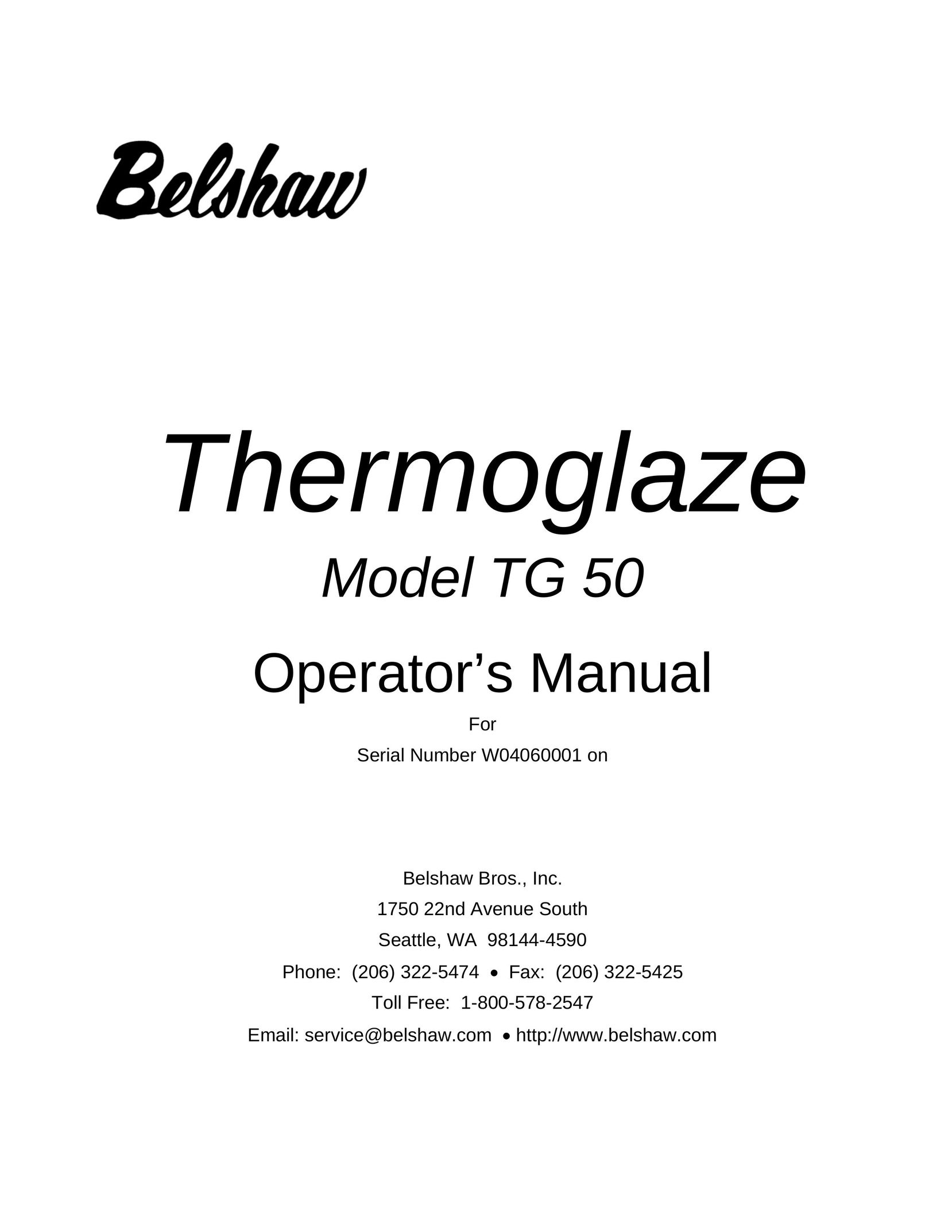 Belshaw Brothers TG 50 Microwave Oven User Manual