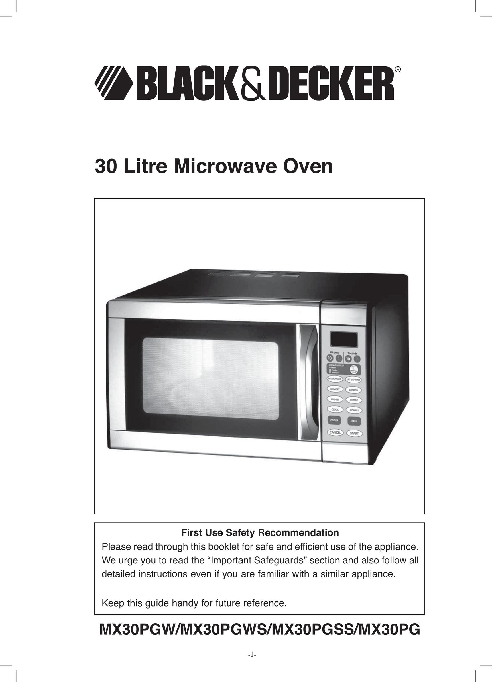 Black & Decker MX30PGSS Microwave Oven User Manual