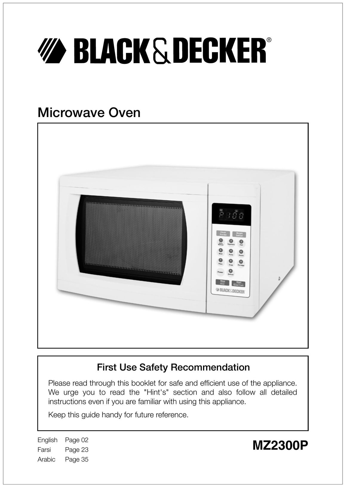 Black & Decker MZ2300P Microwave Oven User Manual