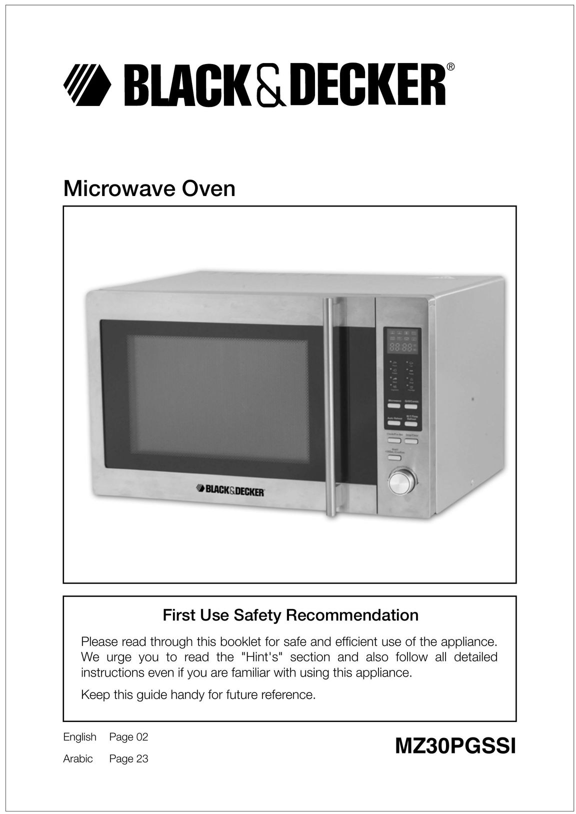 Black & Decker MZ30PGSSI Microwave Oven User Manual