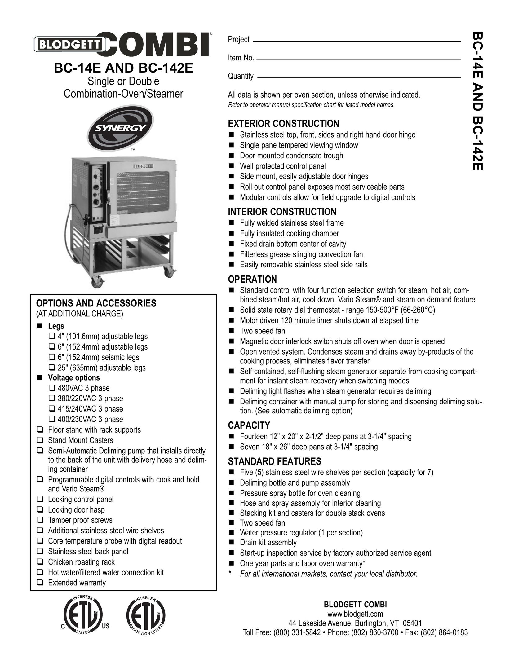 Blodgett BC-142E Microwave Oven User Manual