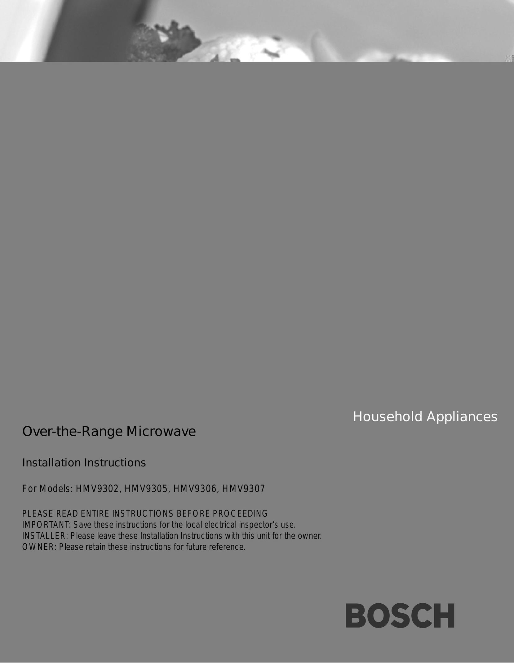Bosch Appliances HMV9305 Microwave Oven User Manual