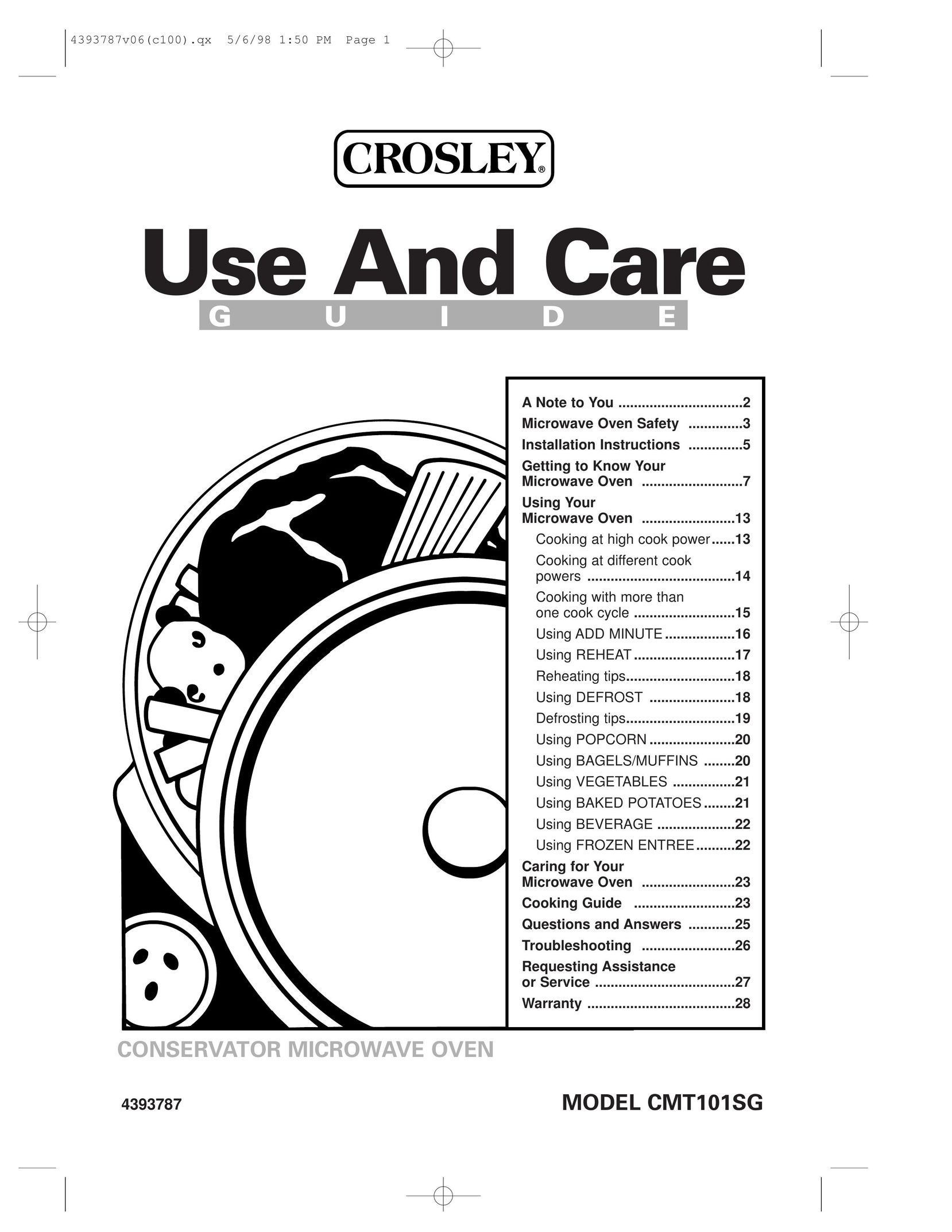Crosley CMT101SG Microwave Oven User Manual