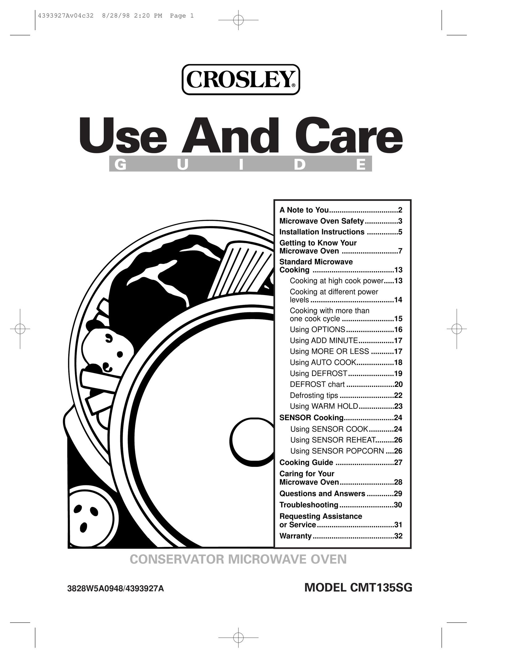 Crosley CMT135SG Microwave Oven User Manual