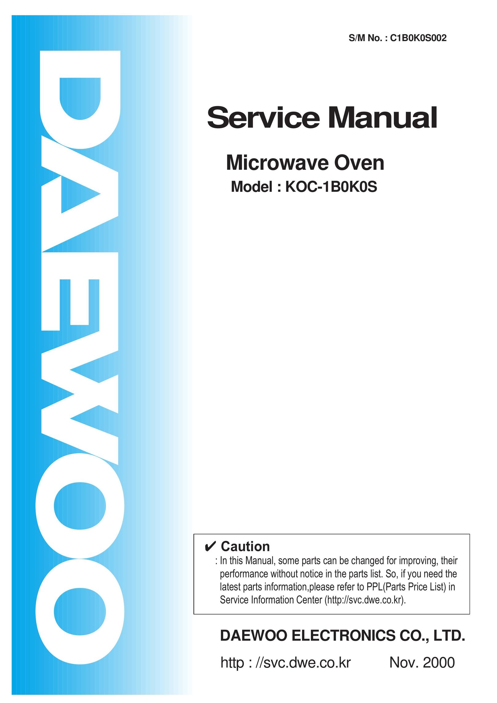 Daewoo KOC-1B0K0S Microwave Oven User Manual