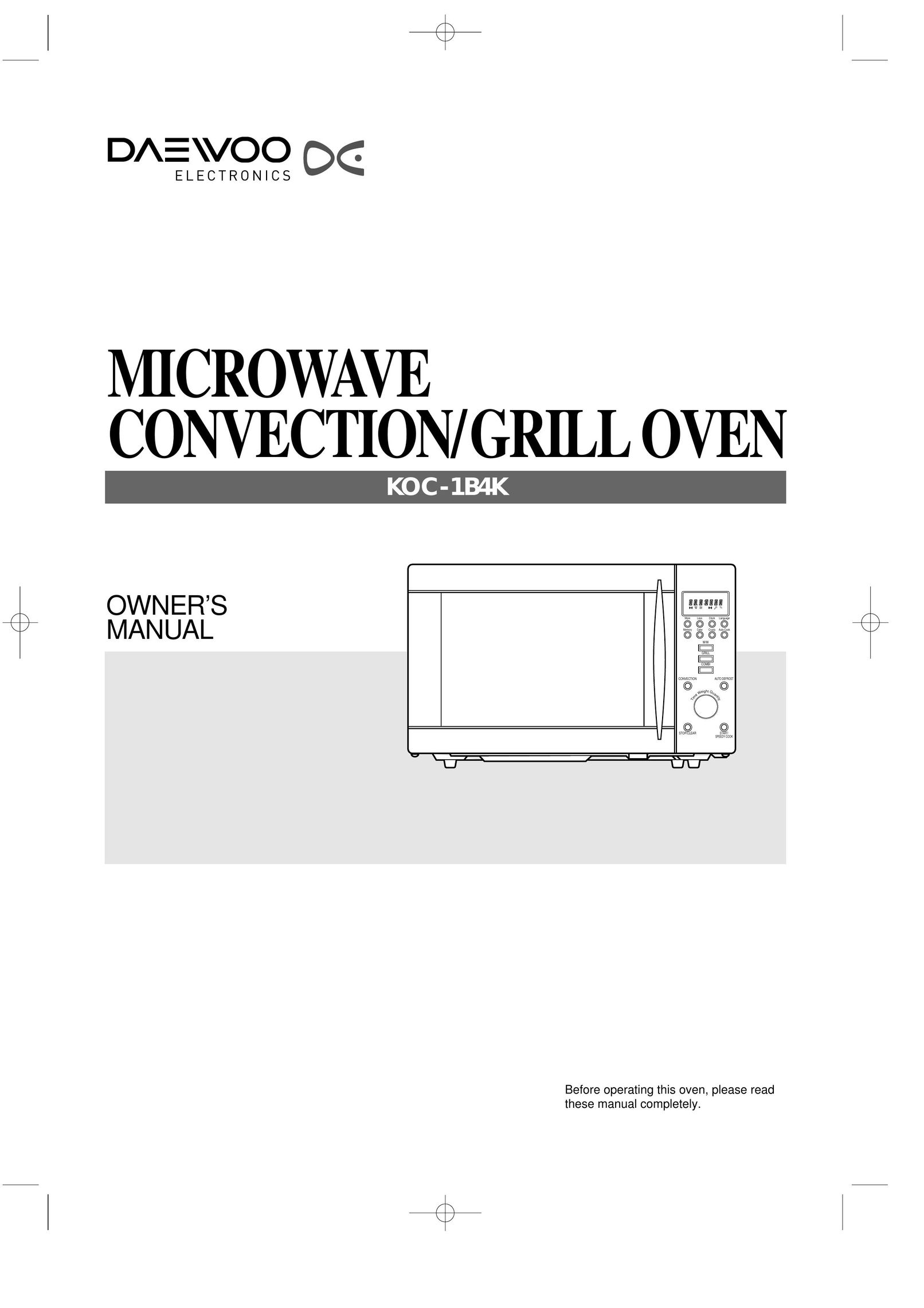 Daewoo KOC-1B4K Microwave Oven User Manual