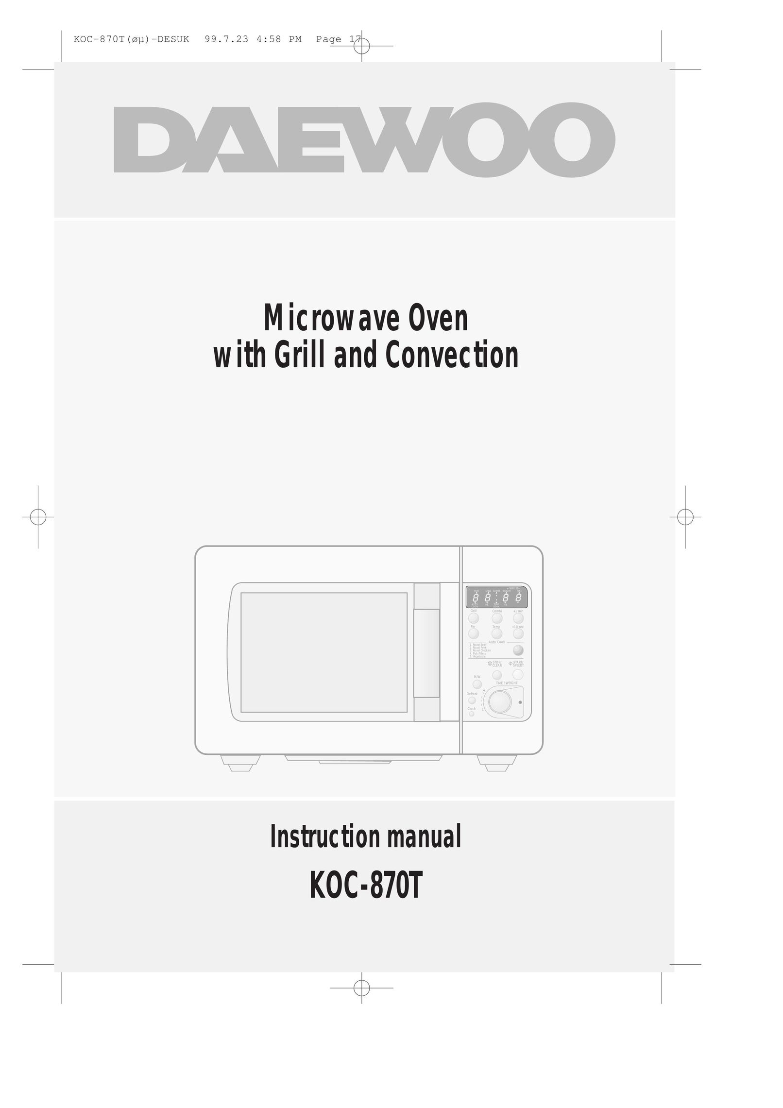 Daewoo KOC-870T Microwave Oven User Manual