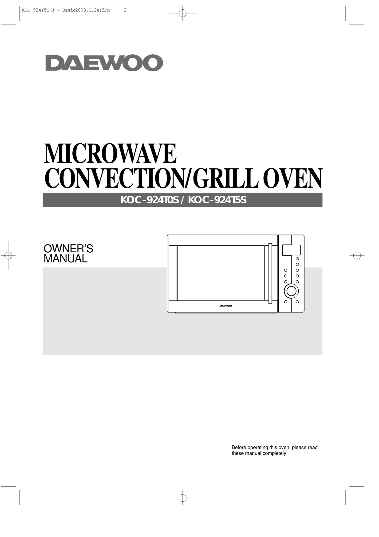 Daewoo KOC-924T0S Microwave Oven User Manual