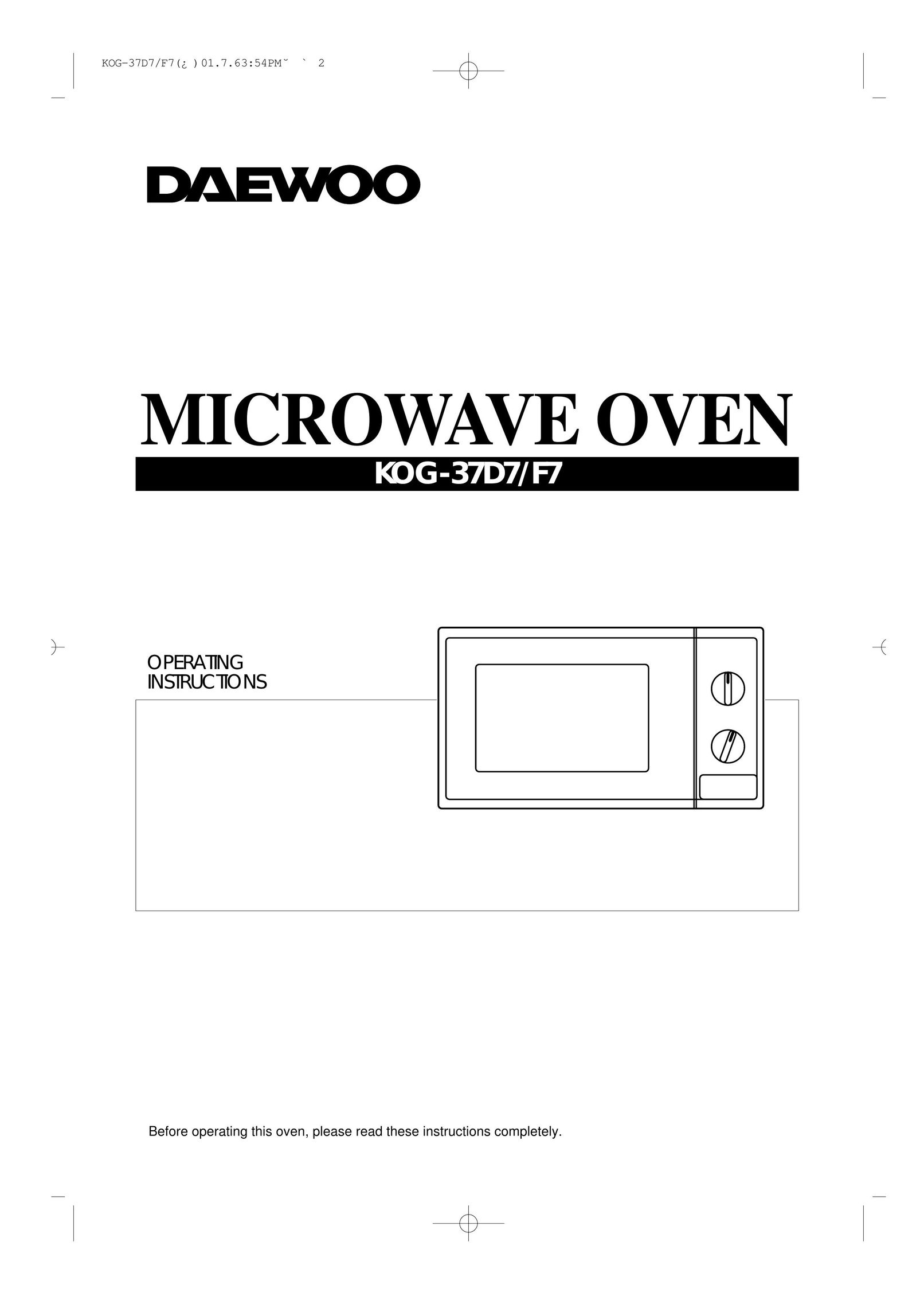 Daewoo KOG-37D7/F7 Microwave Oven User Manual