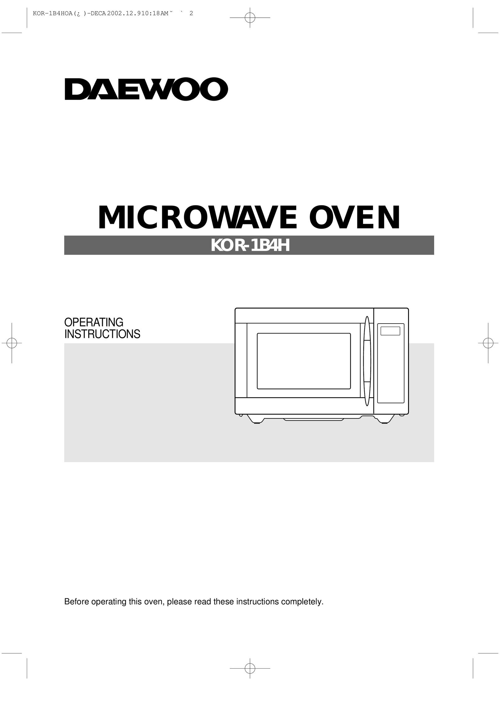 Daewoo KOR-1B4H Microwave Oven User Manual