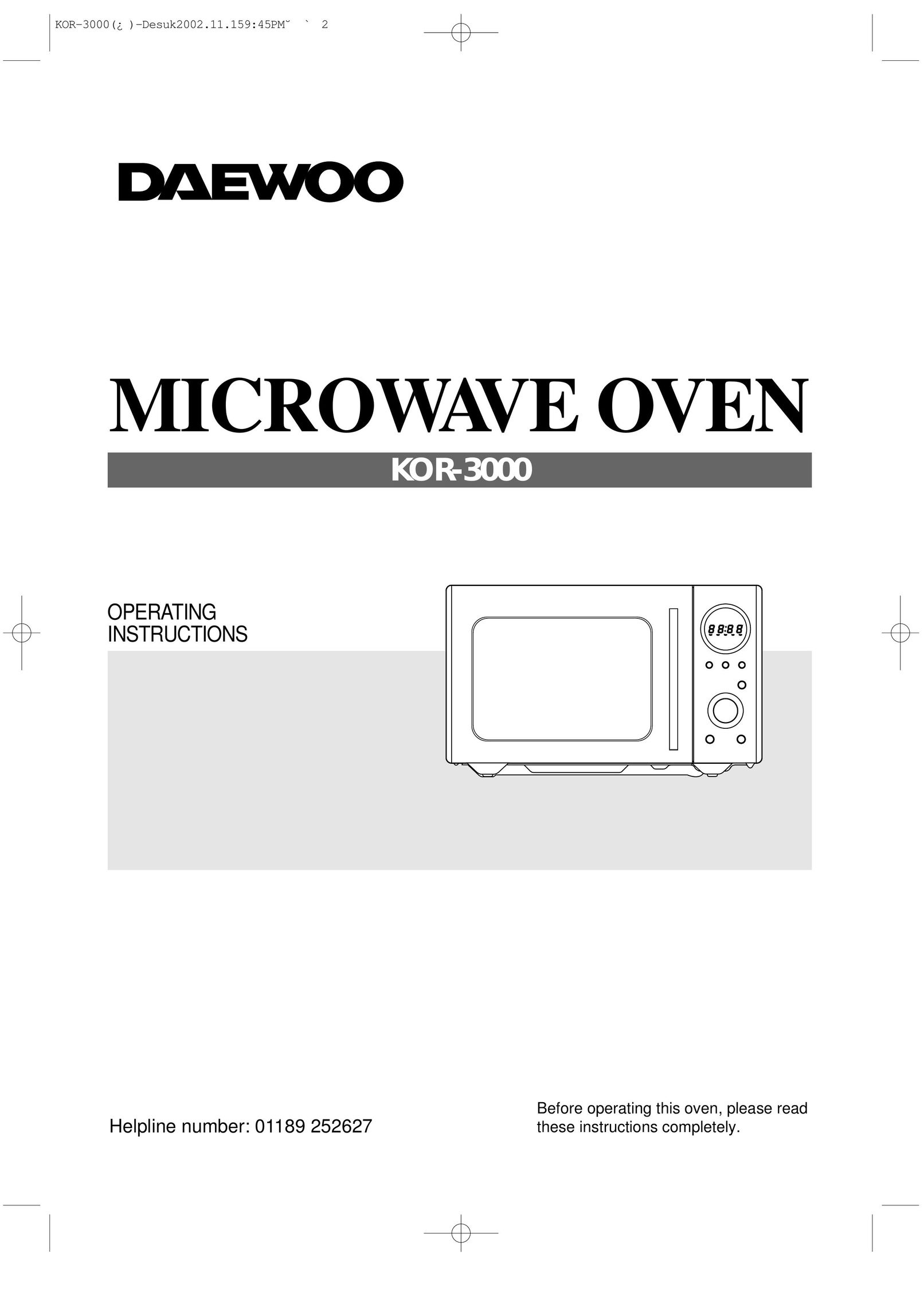 Daewoo KOR-3000 Microwave Oven User Manual